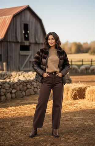 ÜST KISIM KÜRK DETAY DERİ CEKET