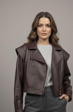 VATKA GÖRÜNÜMLÜ DERİ CEKET