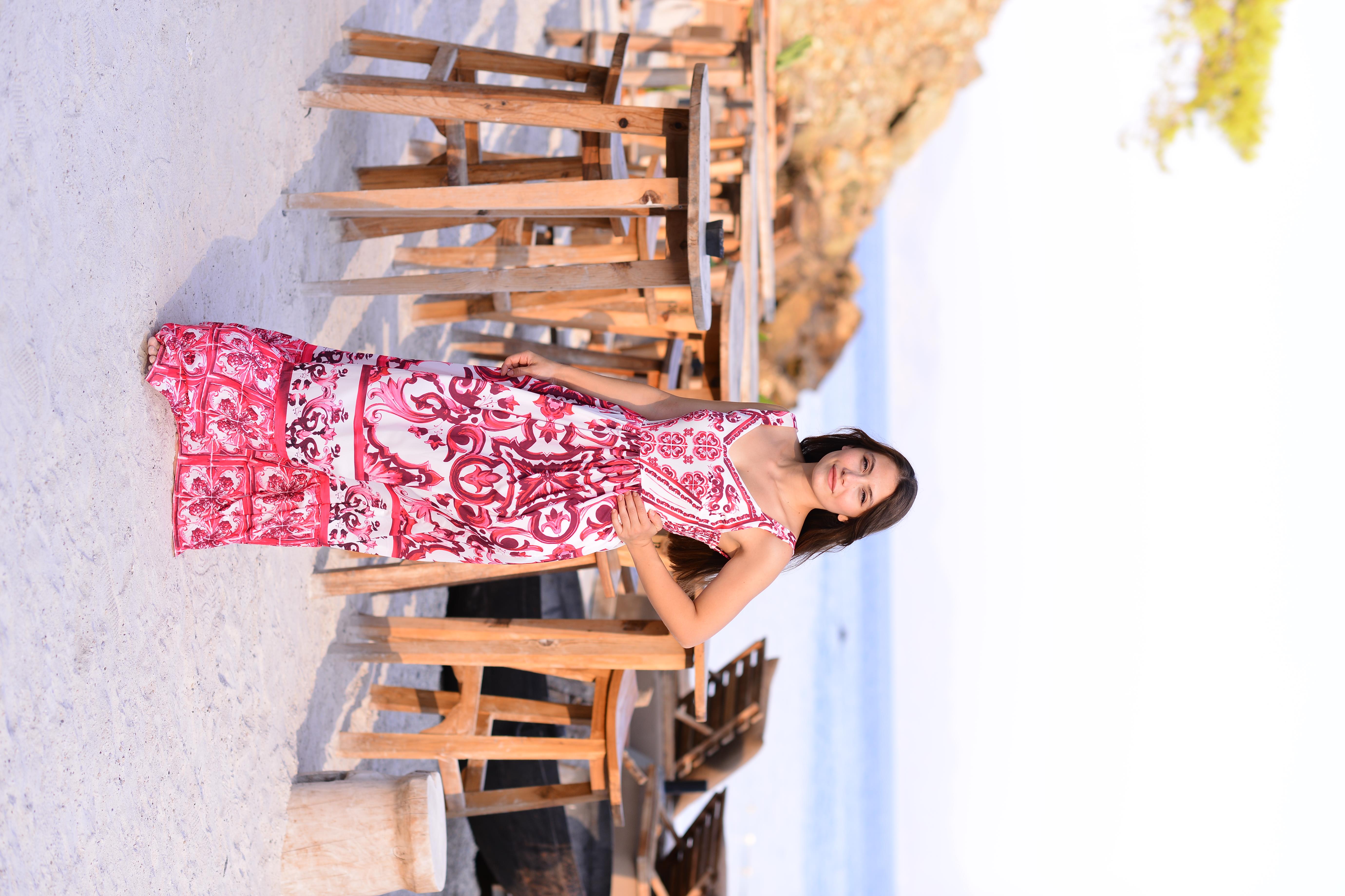 D&G DESEN MİDİ ELBİSE