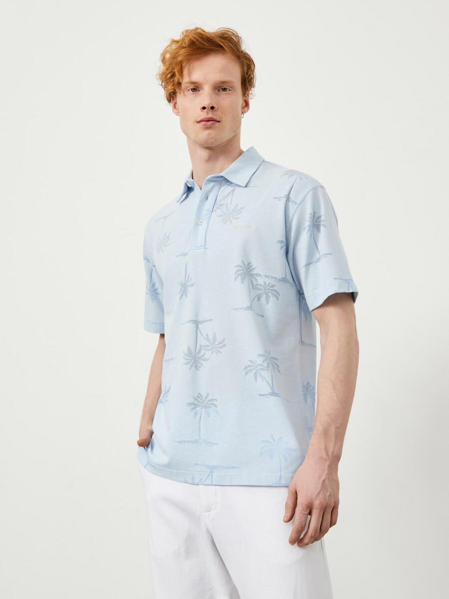 PALMİYE DESENLİ POLO YAKA T-SHIRT