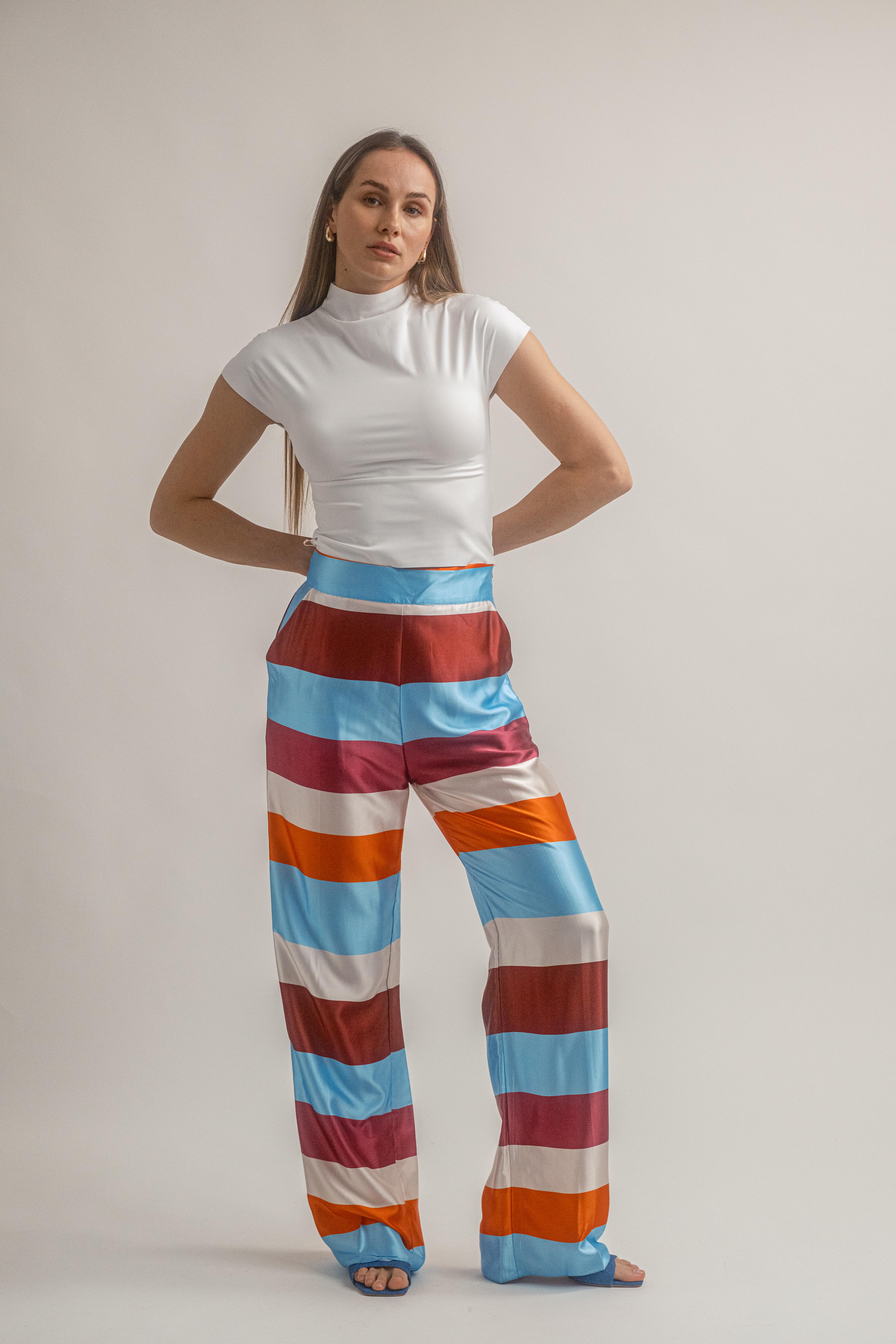 RENKLİ SATEN PANTOLON