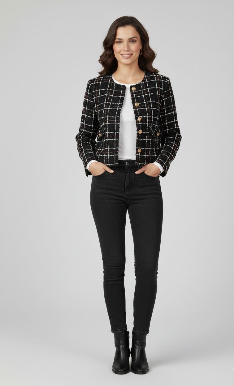 TÜVİT DÜĞMELİ EKOSE CEKET