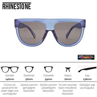 Rhinestone Unisex Gece Mavisi Güneş Gözlüğü