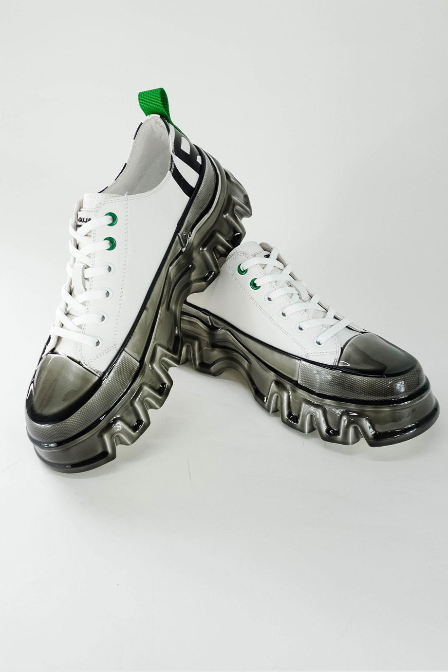 BO Baskılı Yüksek Taban Beyaz Deri Erkek Sneaker - Hypers
