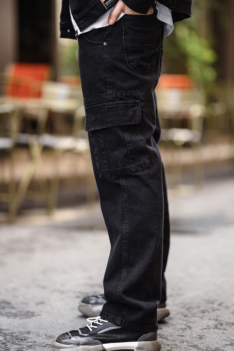 Cep Detaylı Siyah Baggy Kot Pantolon Ceket Takım - Hypers