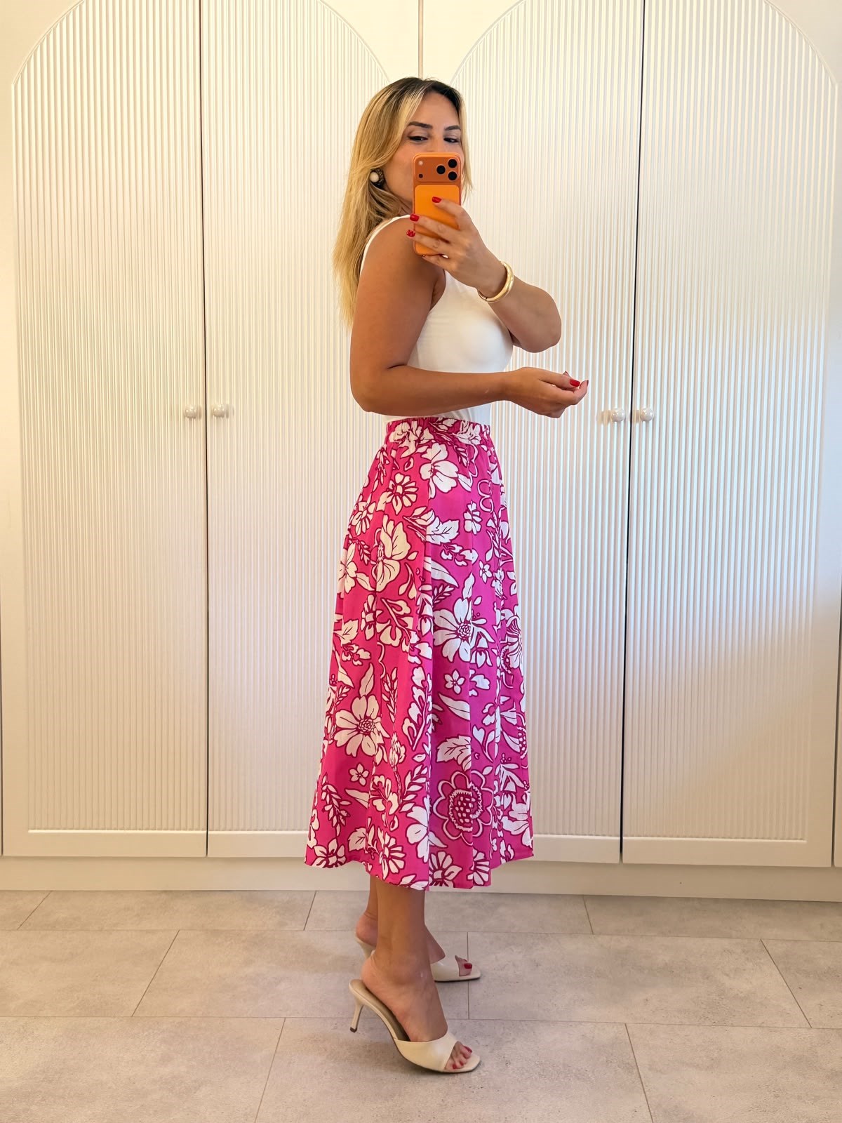 9621 Pembe Desenli Midi Etek