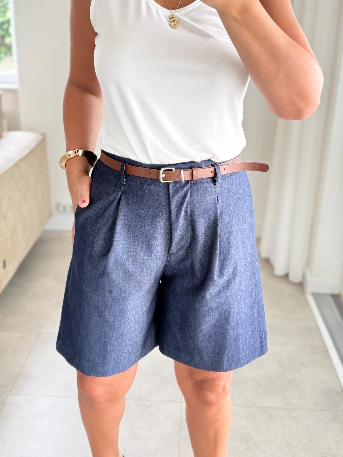 8356 Mavi Bel Lastikli Şort 