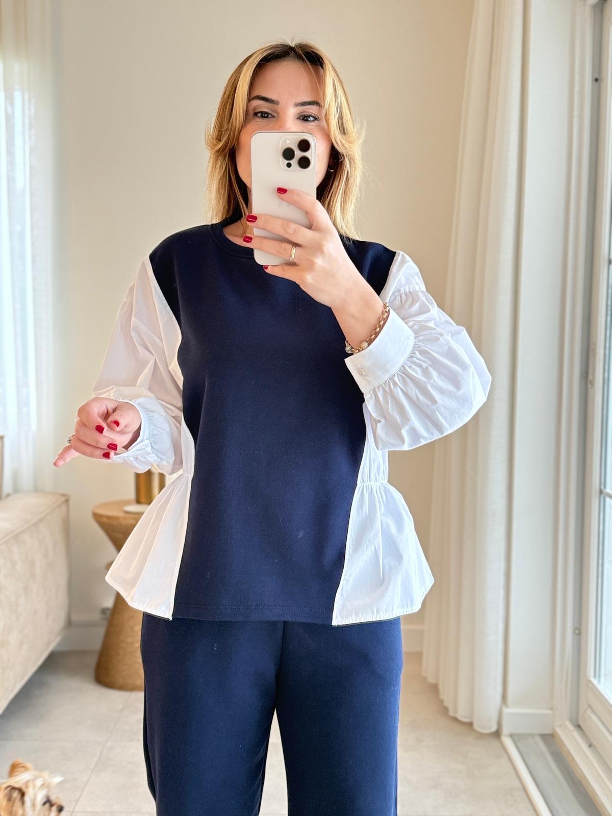 8610 Lacivert Sweat Gömlek Detaylı Takım