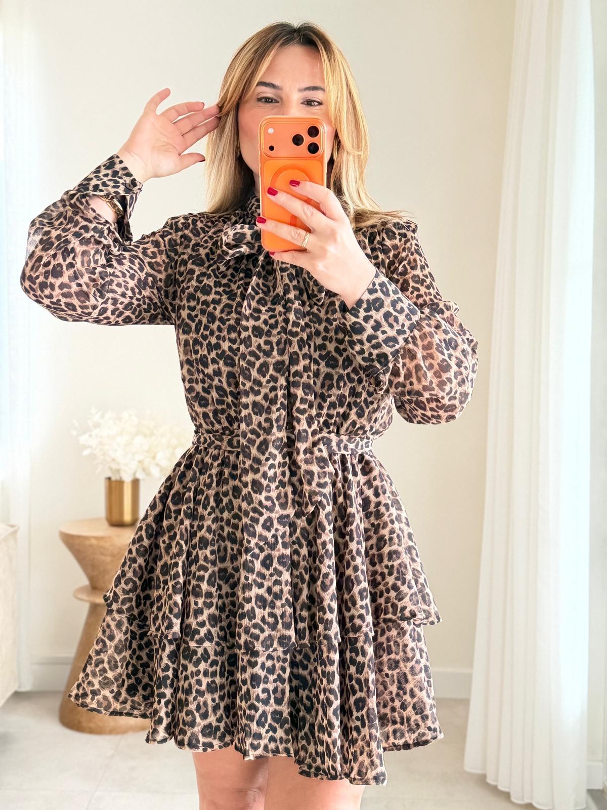 8991 Leopar Kat Kat Premium Elbise