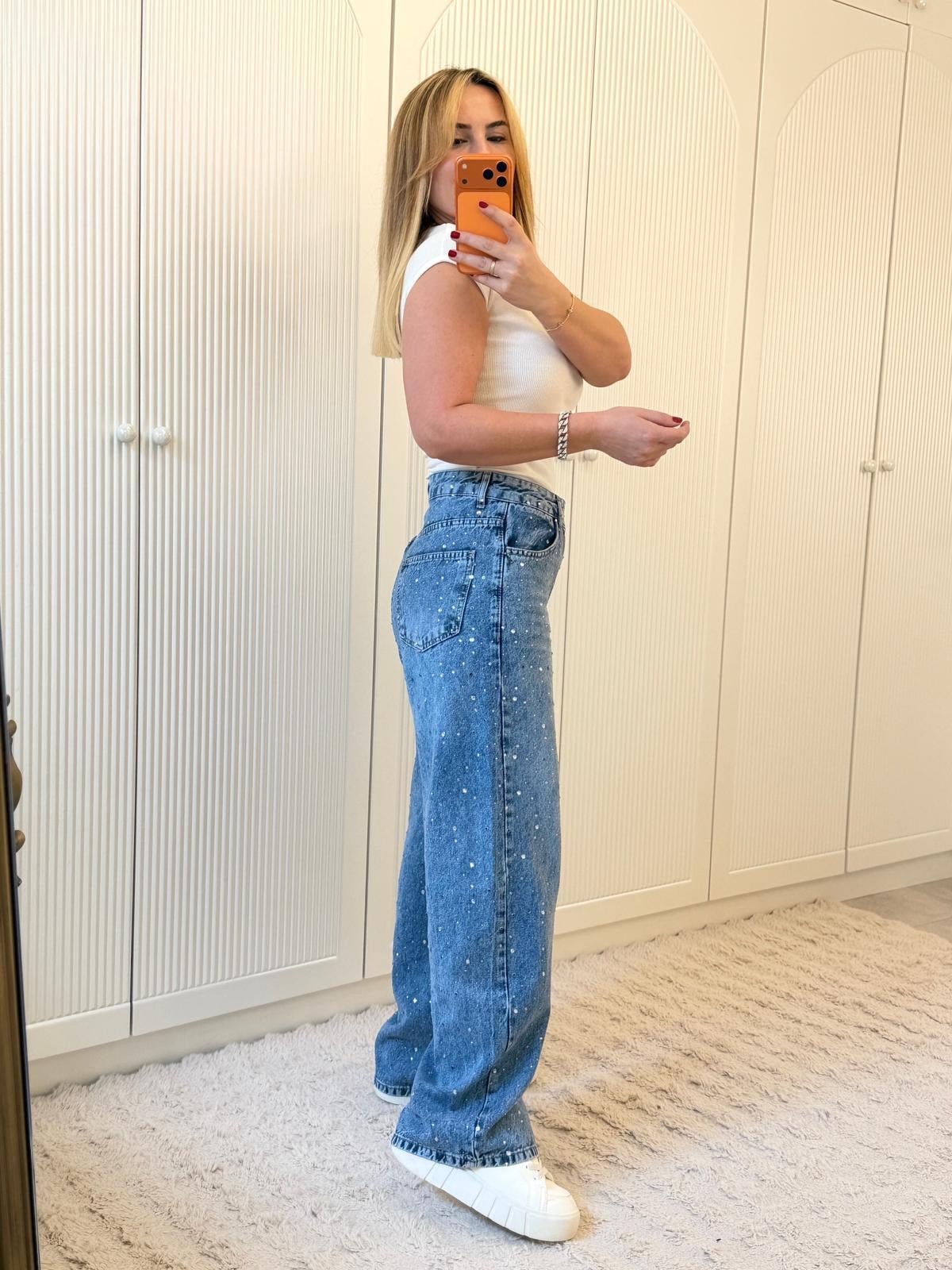 9250 Mavi Taşlı Jean Pantolon