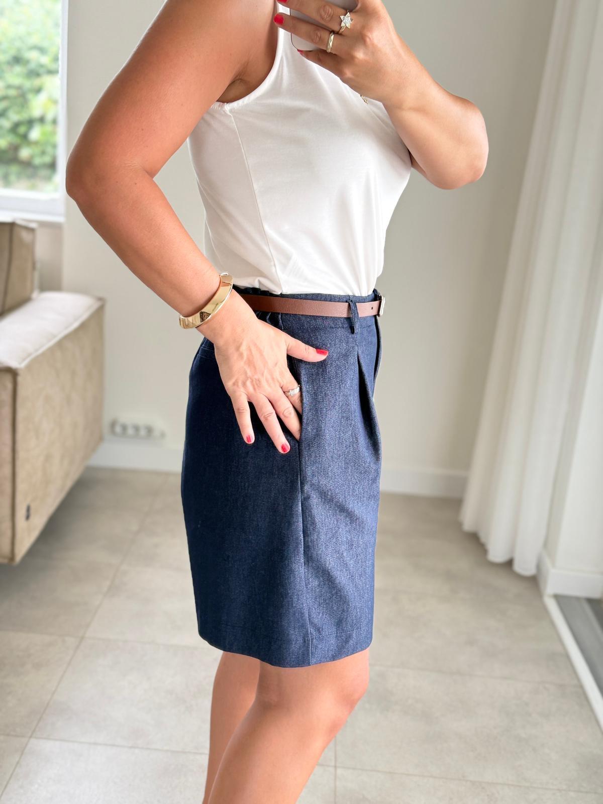 8356 Mavi Bel Lastikli Şort 