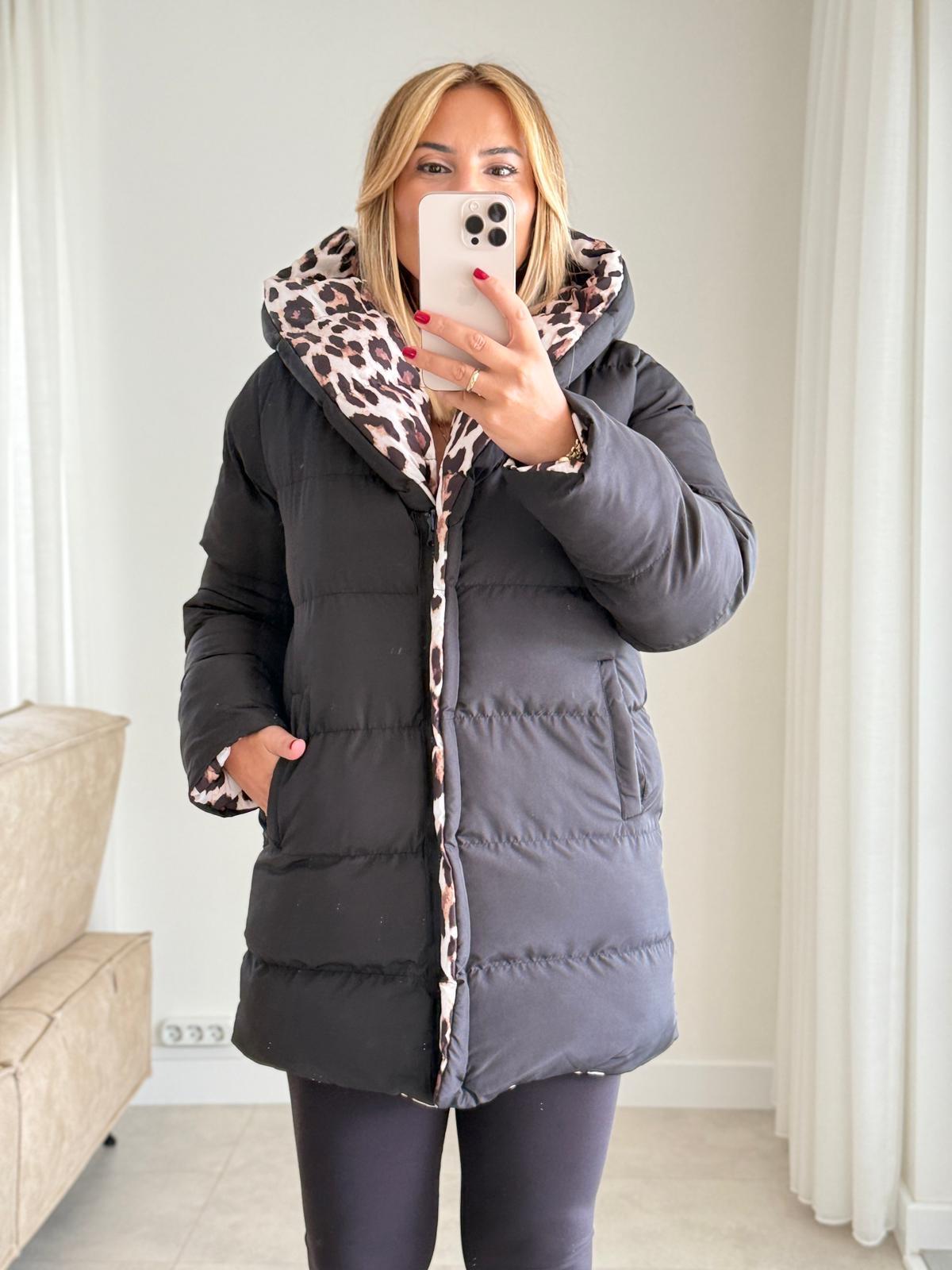 8541 Çift Taraflı Leopar Mont
