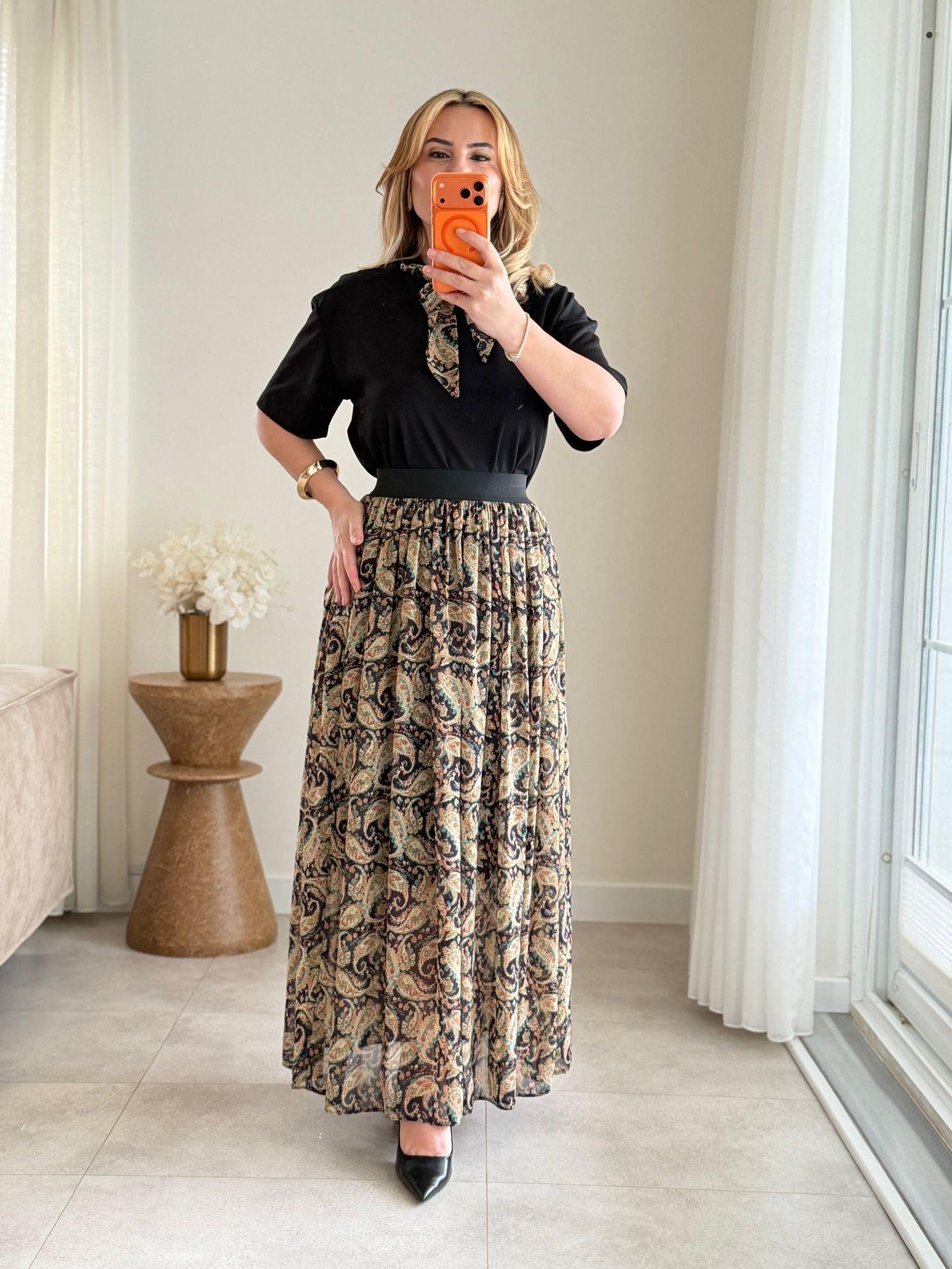 8744 Fularlı Basic Tshirt