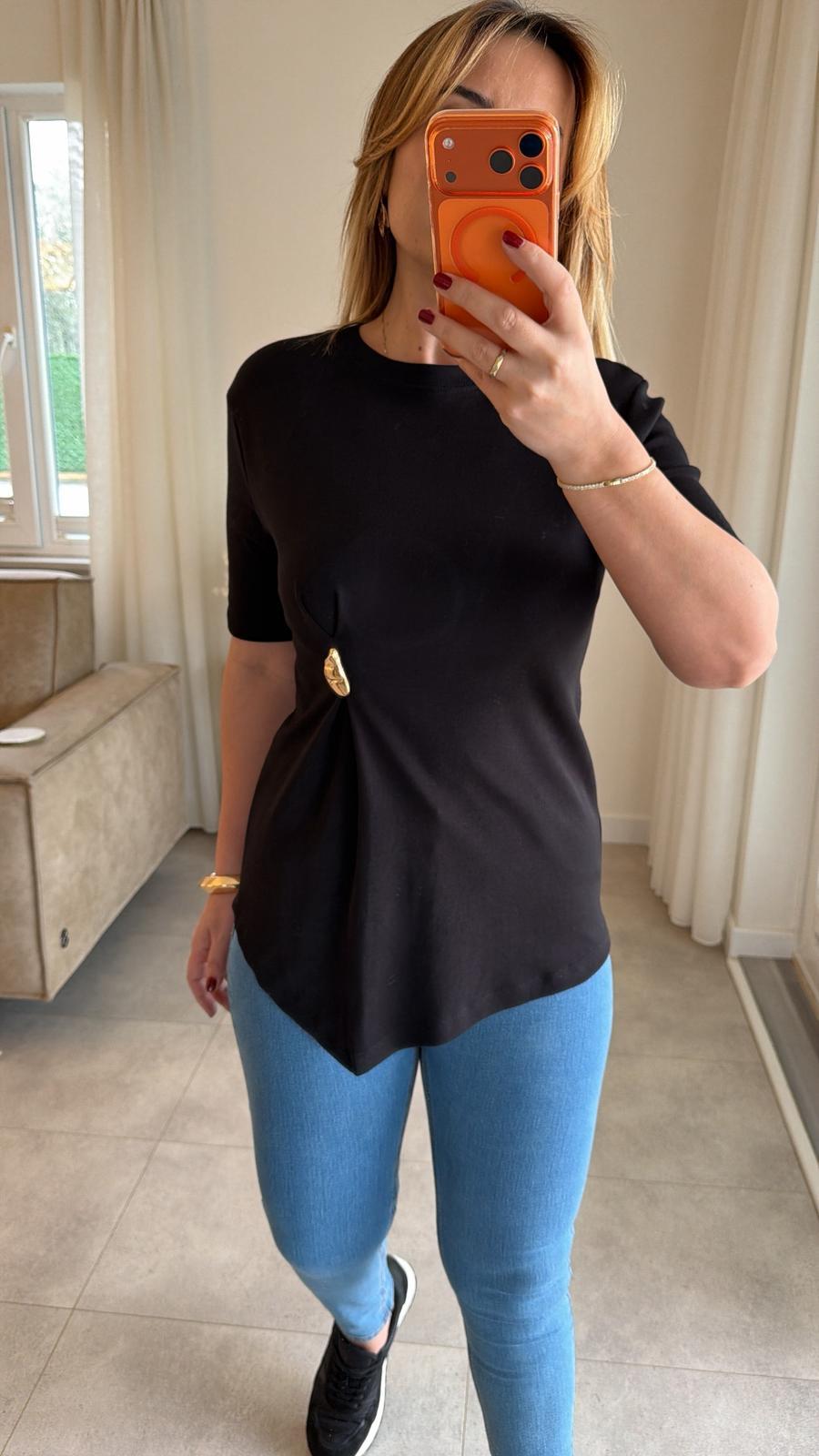 9011 Siyah Toka Detay Tişört