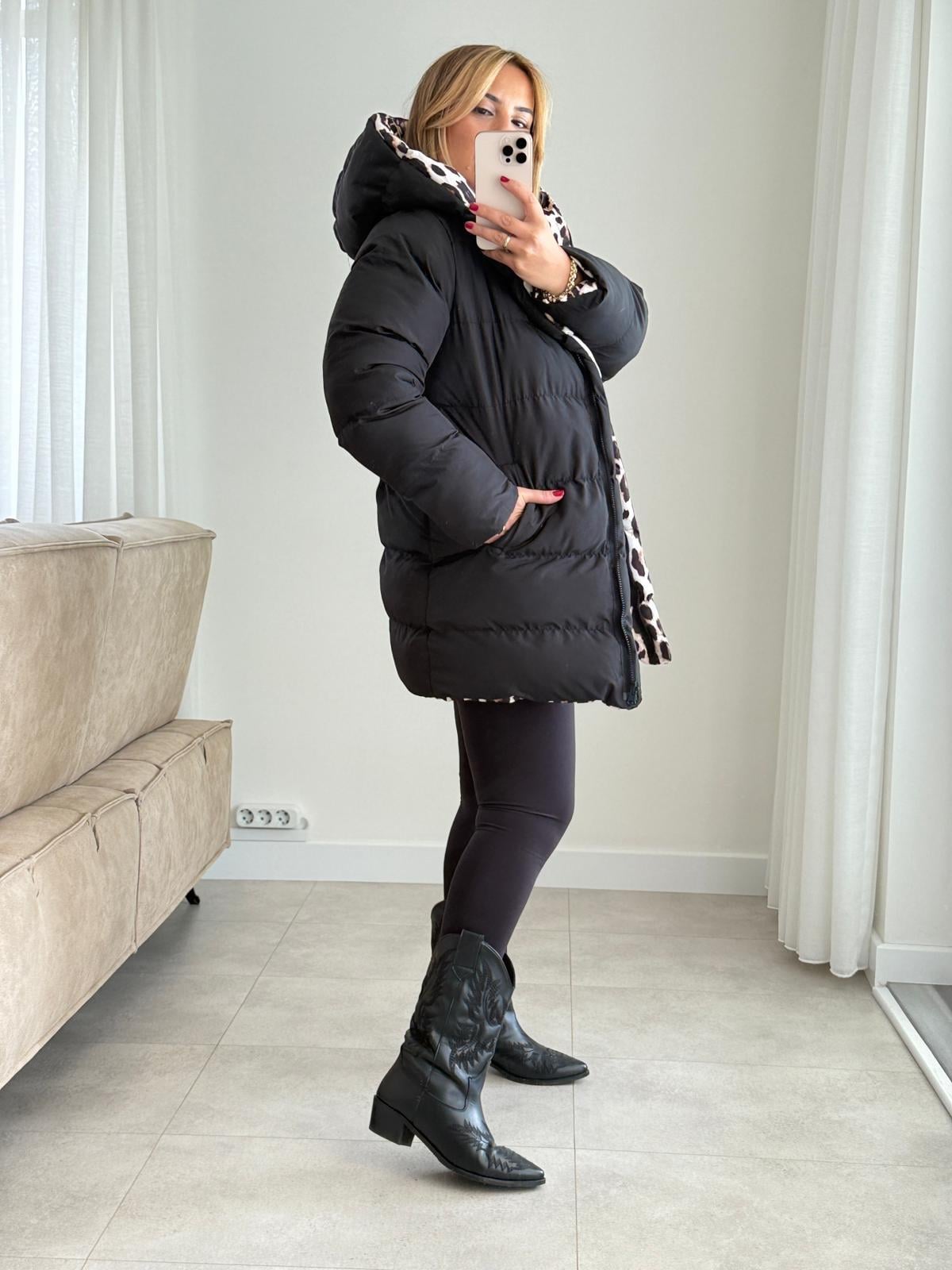 8541 Çift Taraflı Leopar Mont