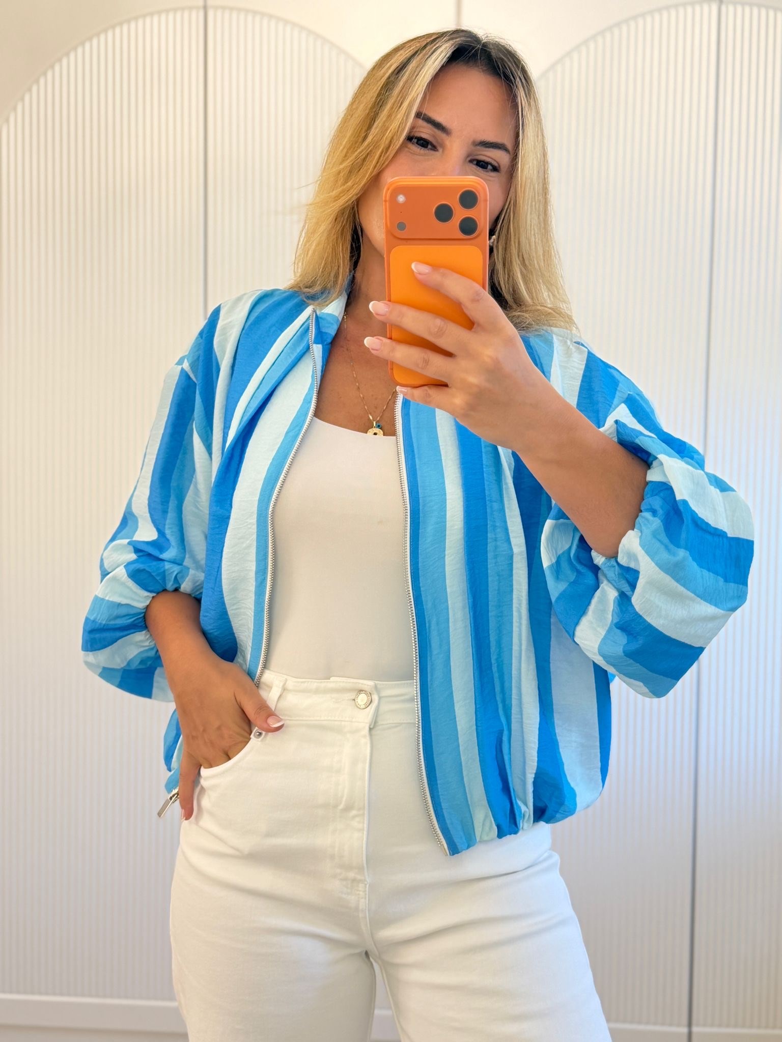 9676 Mavi Bomber Ceket