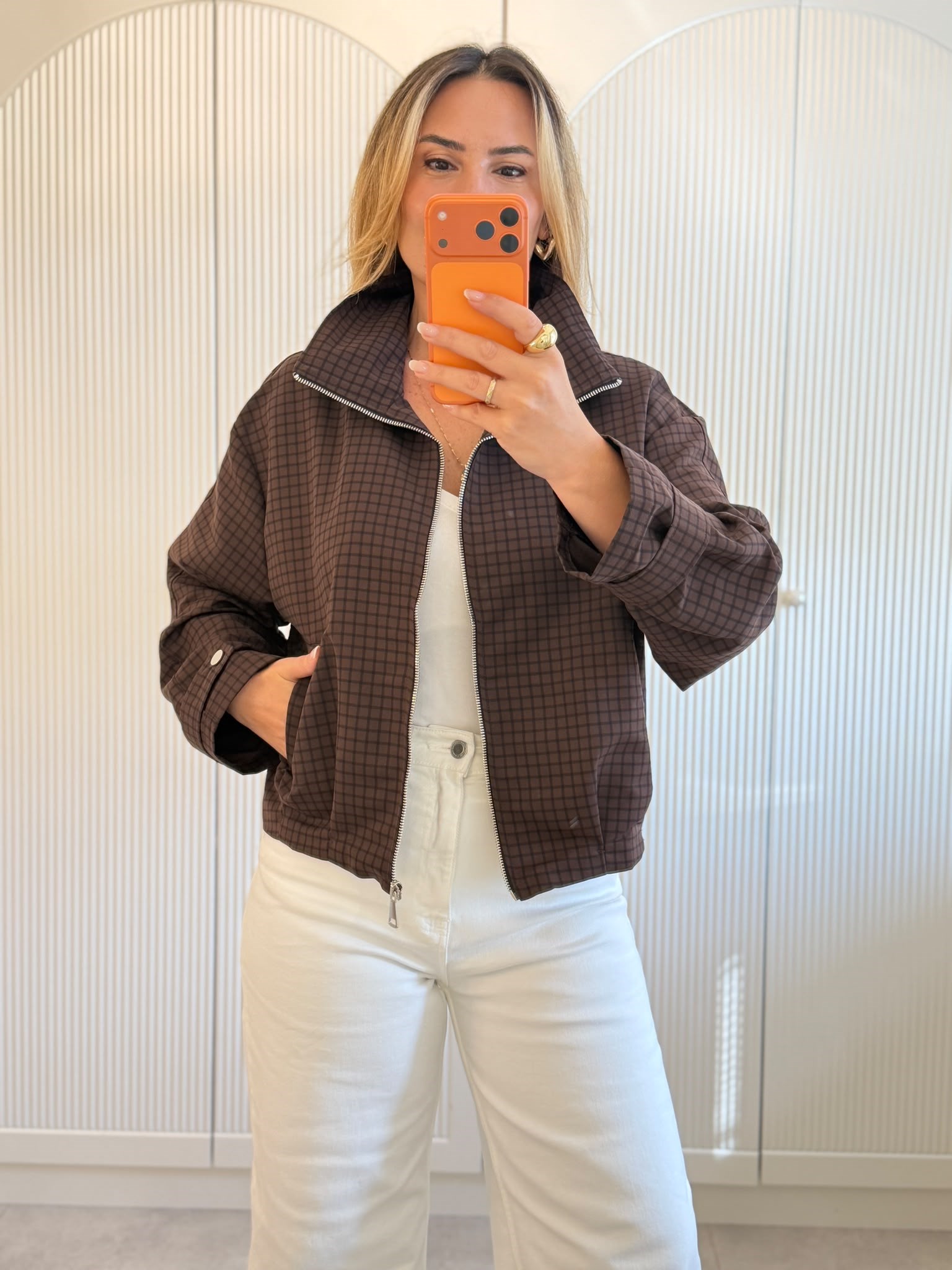 9749 Kahve Pötikare Bomber Ceket