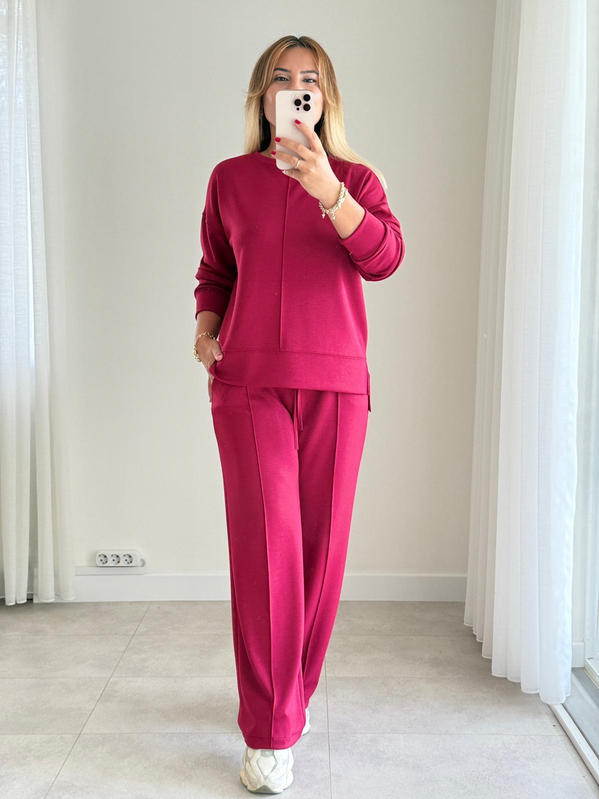 8501 Bordo Viskon İkili Takım