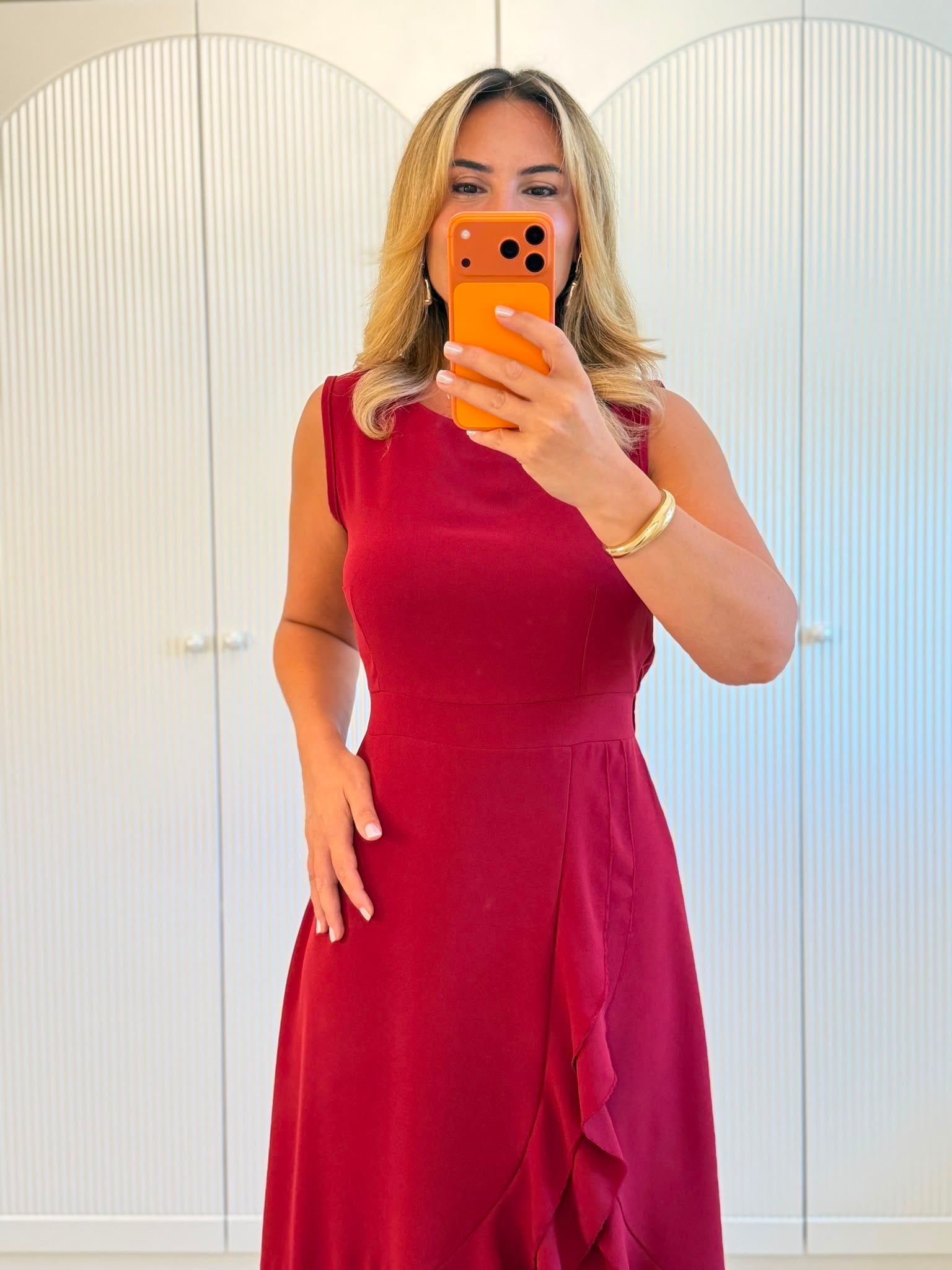 9556 Bordo Valon Detay Premium Krep Elbise
