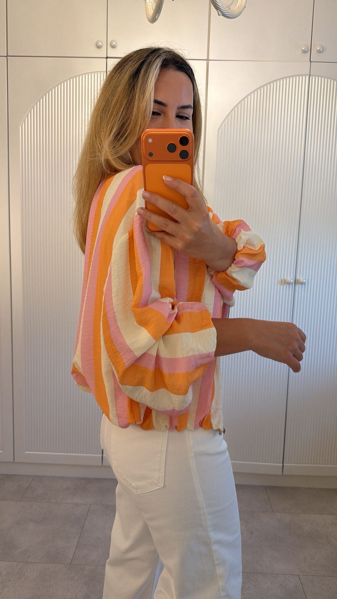 9677 Orange Bomber Ceket