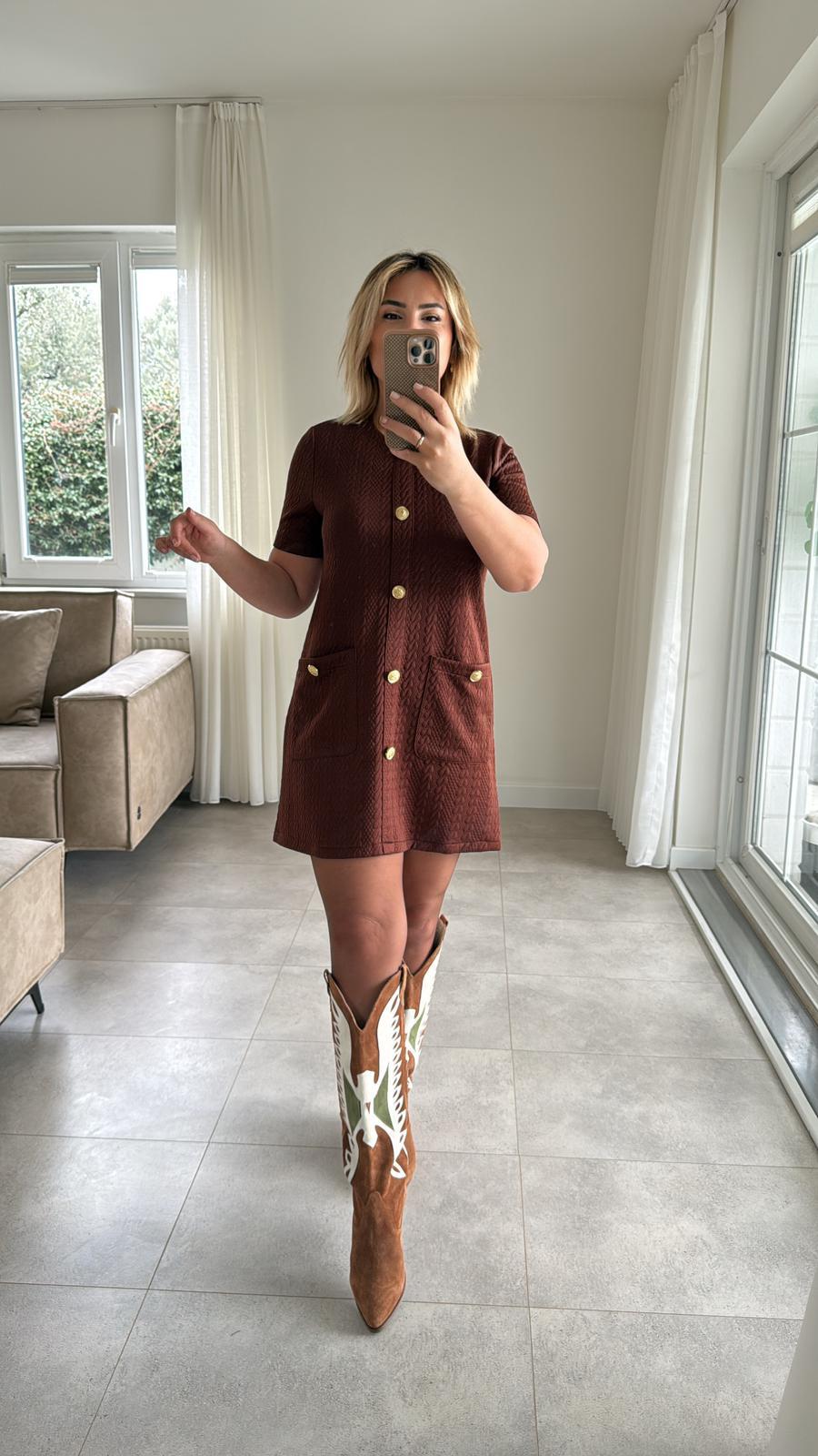 7291 Kahve Pamuk Elbise