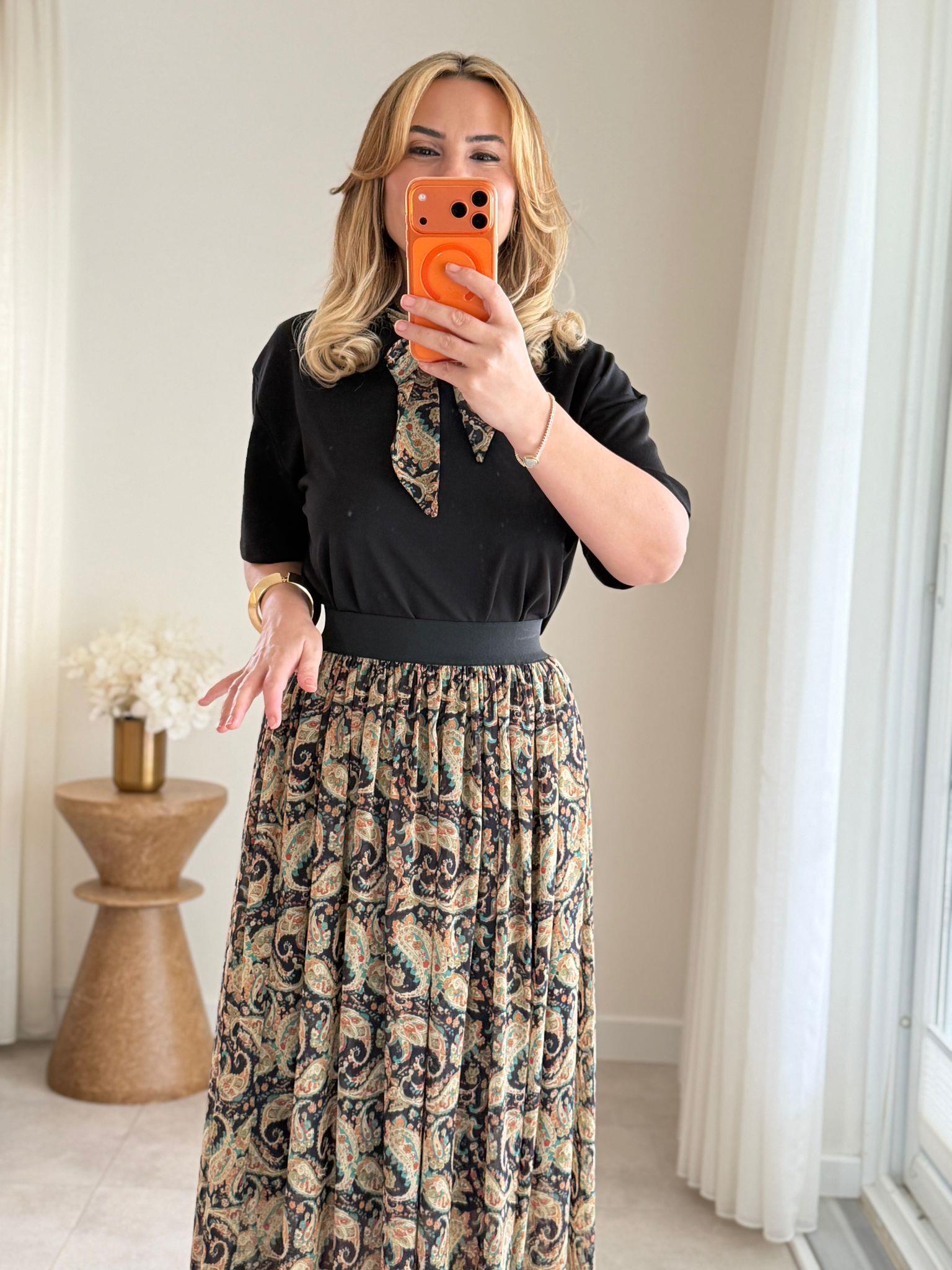 8744 Fularlı Basic Tshirt