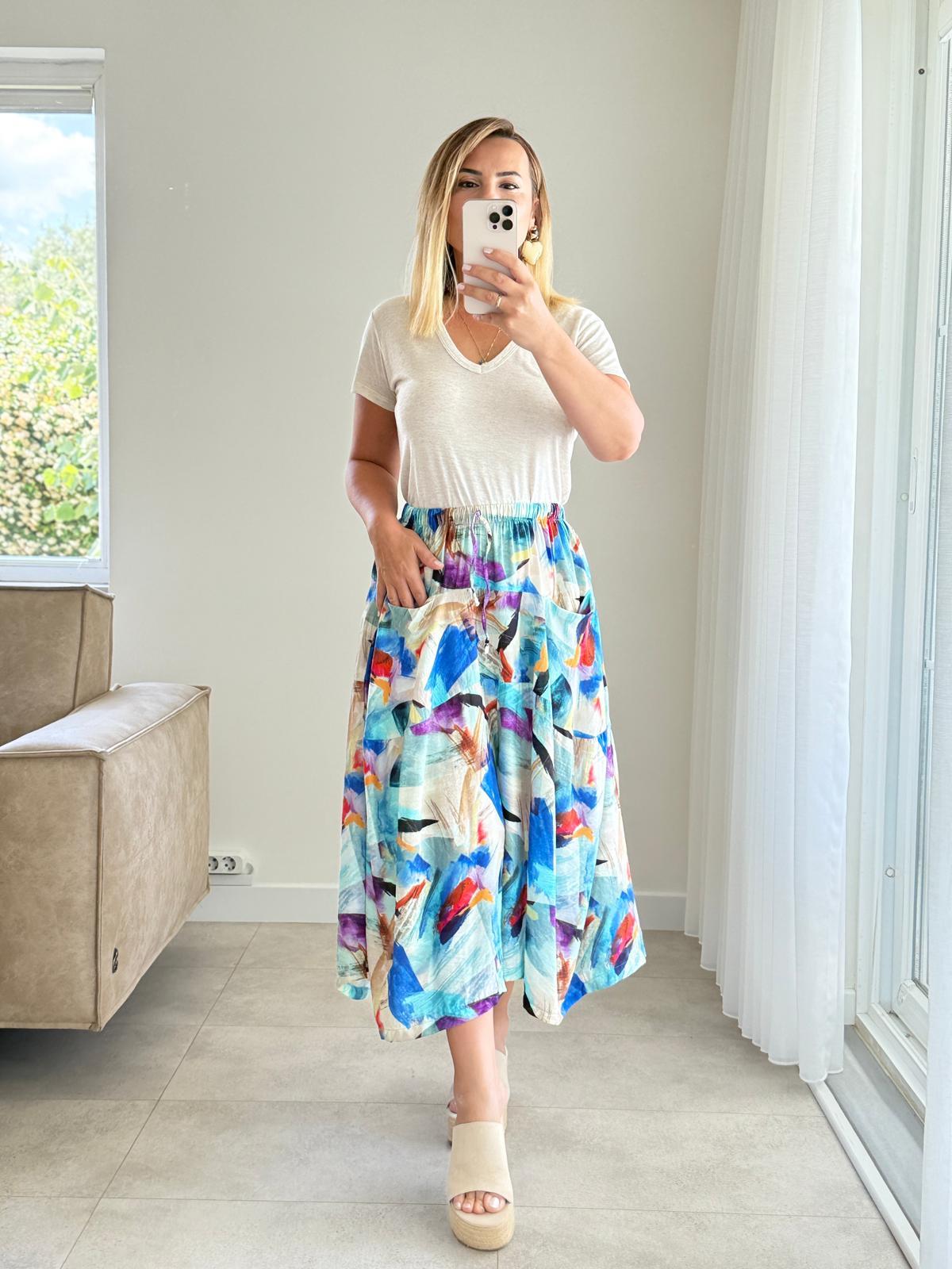 7986 Bej V Yaka Tshirt