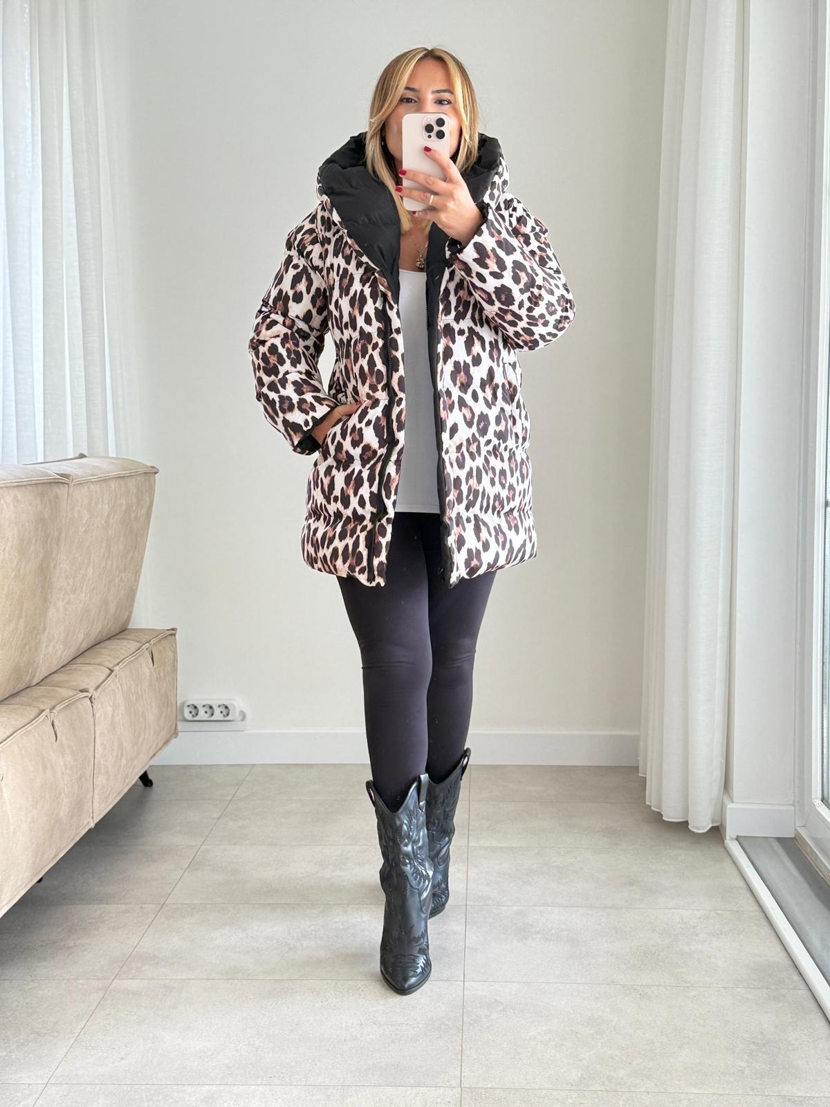8541 Çift Taraflı Leopar Mont
