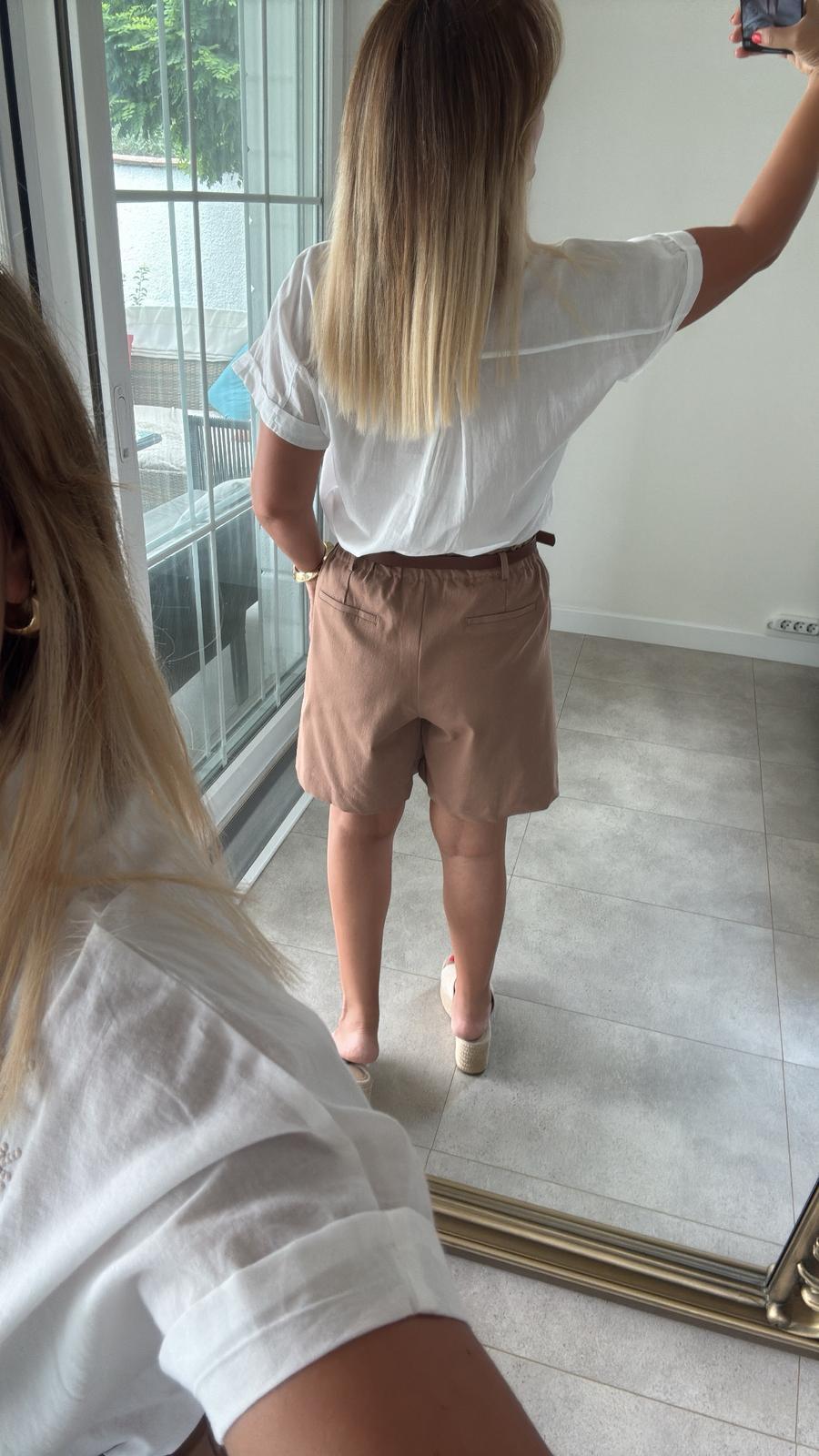 8354 Açık Kahve Bel Lastikli Şort 