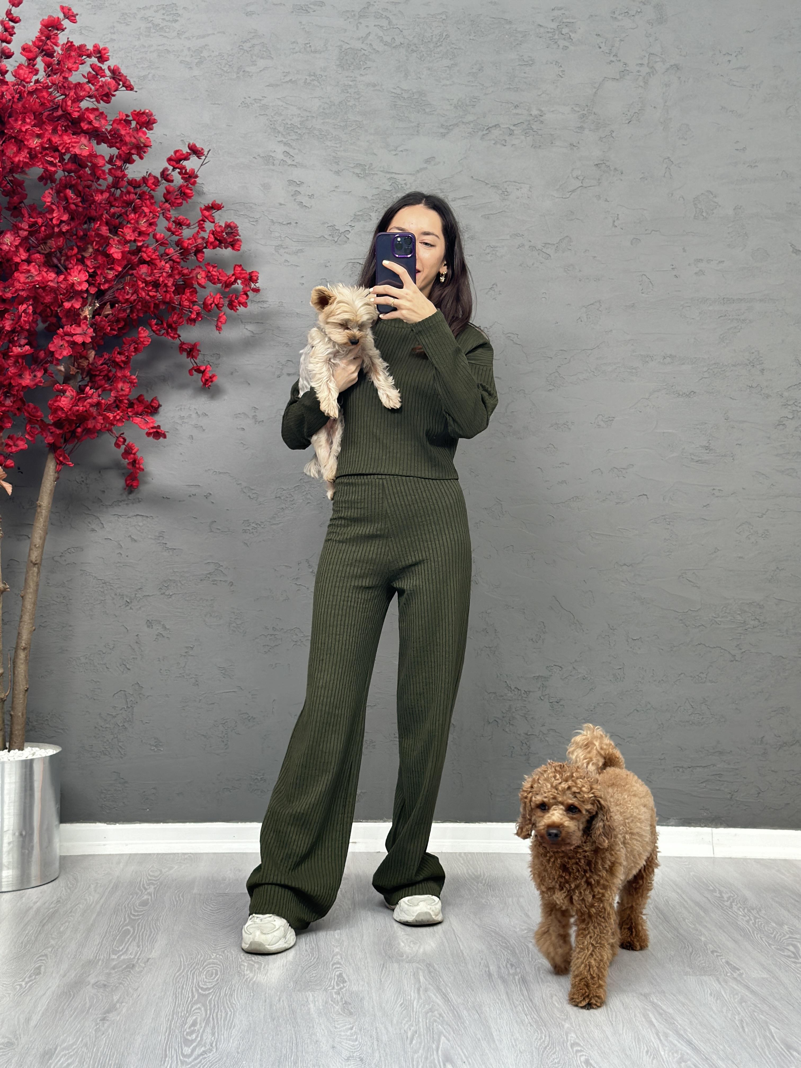 3395 Haki İkili Triko Takım