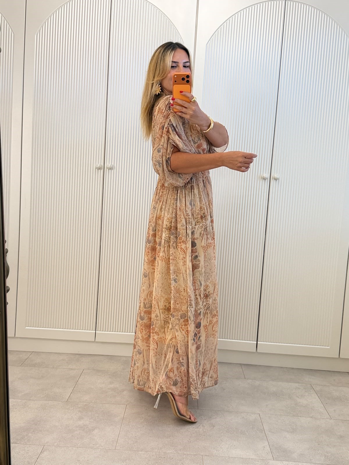 9634 Orange Bel Gipeli Şifon Elbise