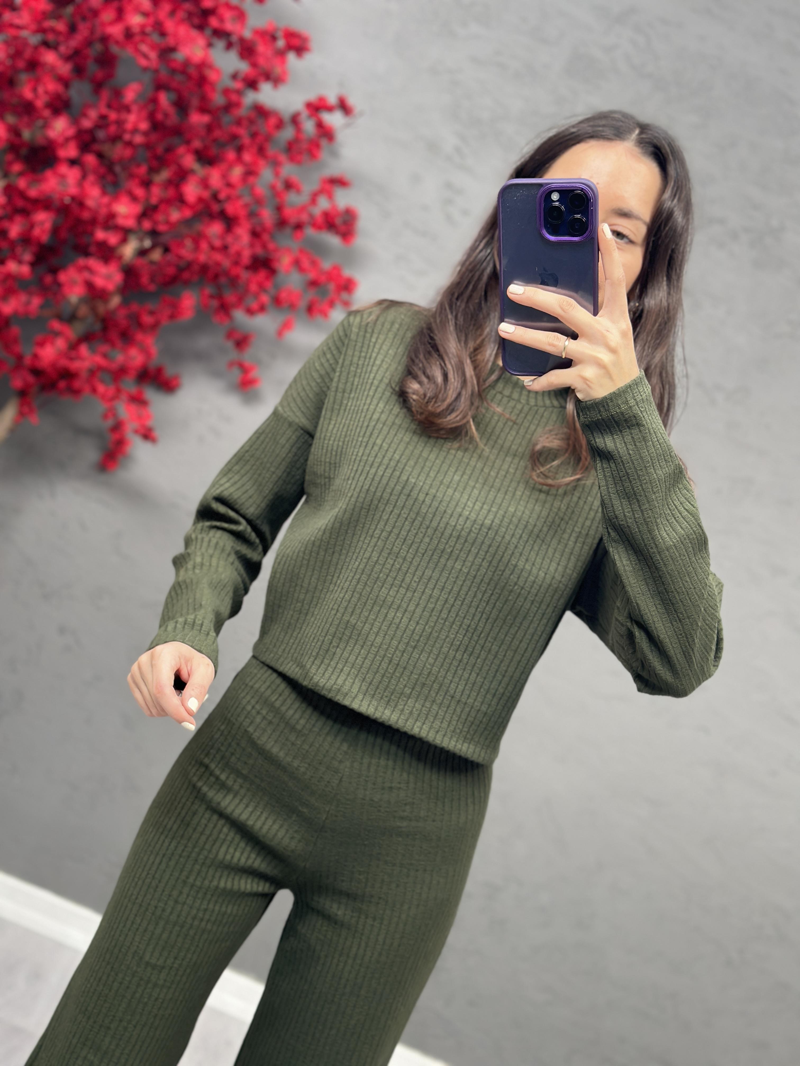 3395 Haki İkili Triko Takım