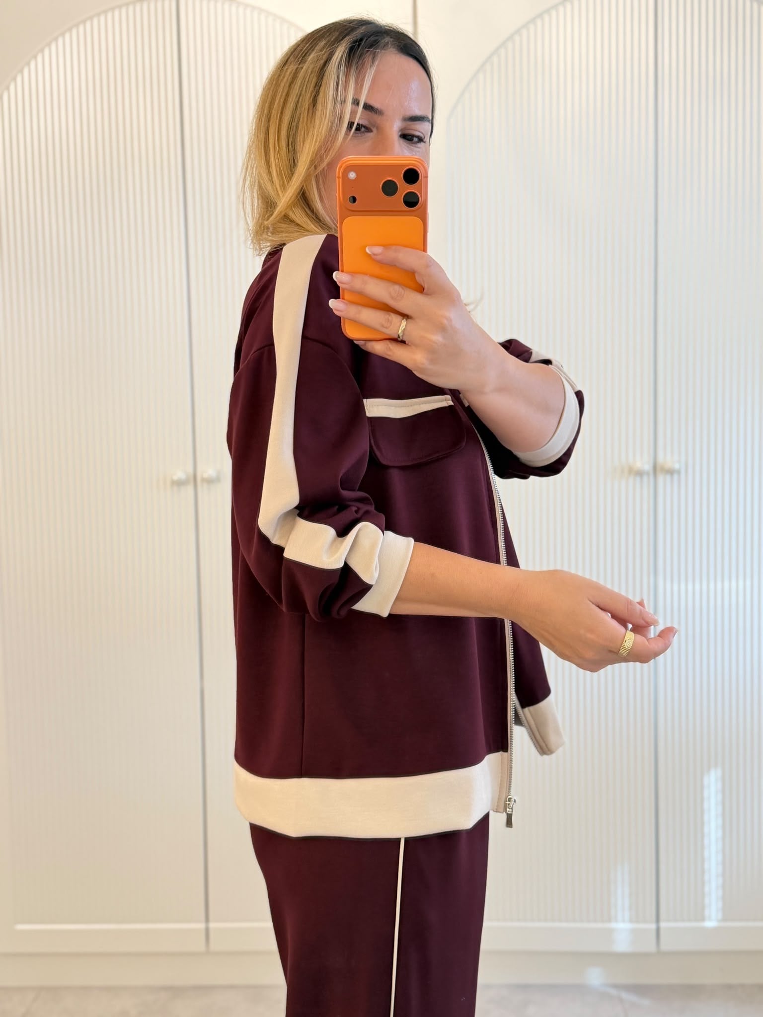 9757 Bordo Fermuarlı Takım