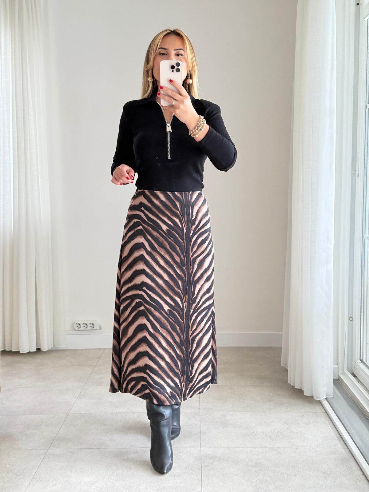 8631 Siyah Fermuar Detay Bluz