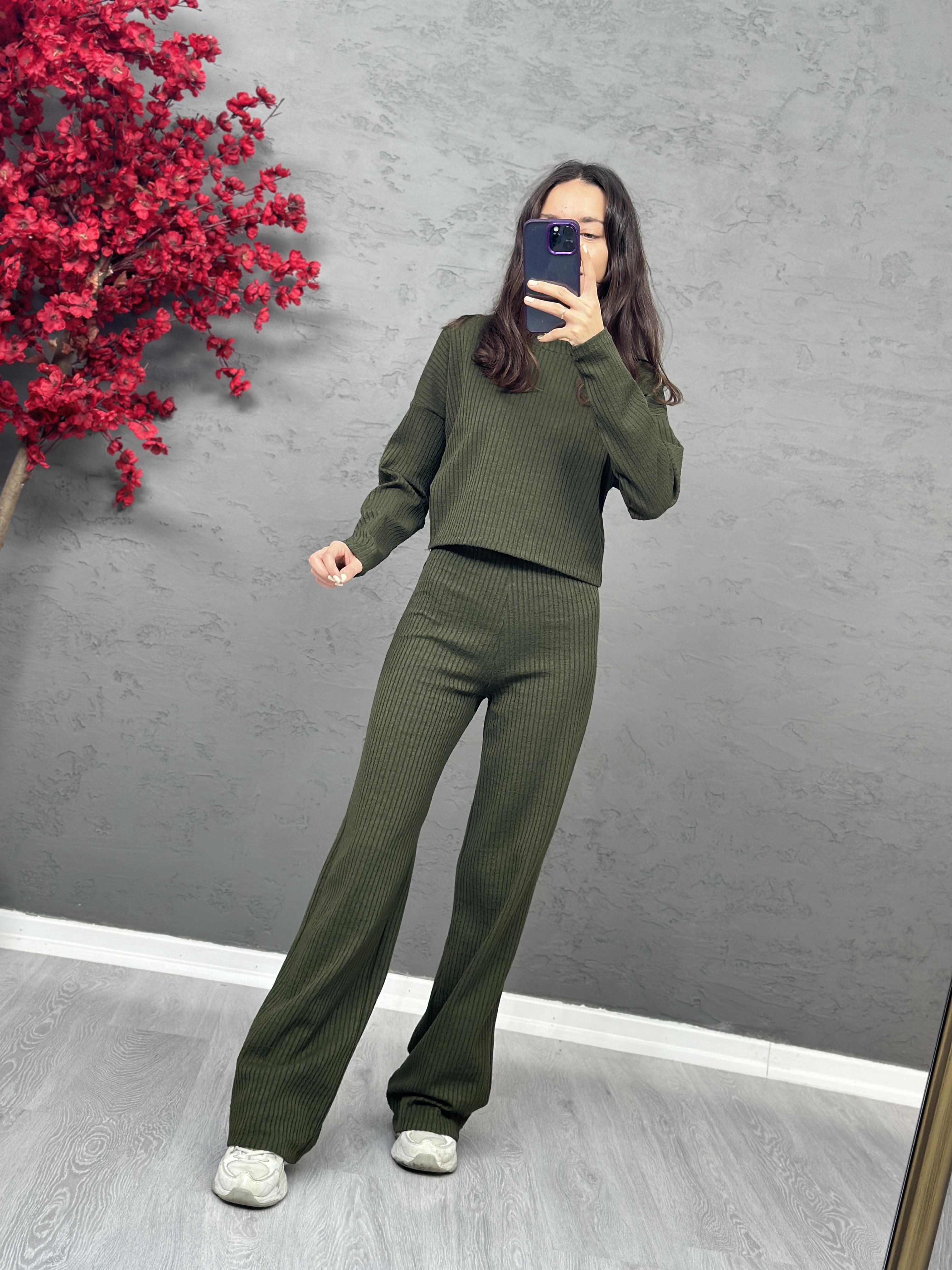 3395 Haki İkili Triko Takım