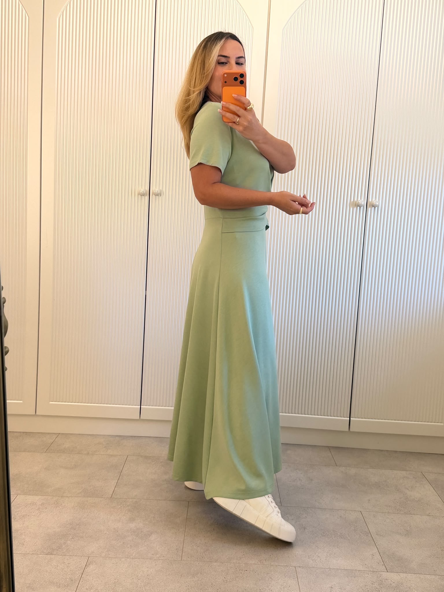 9725 Mint Bel Detay Midi Elbise