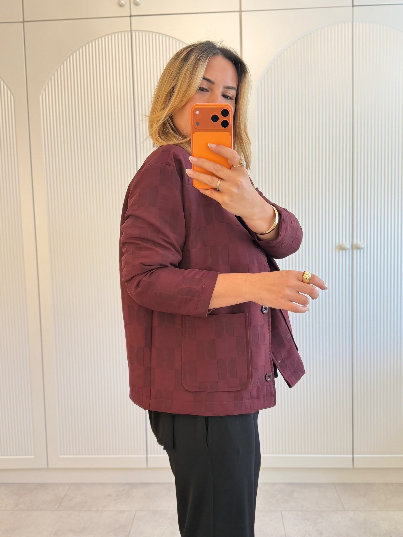 9707 Bordo Cep Detay Ceket