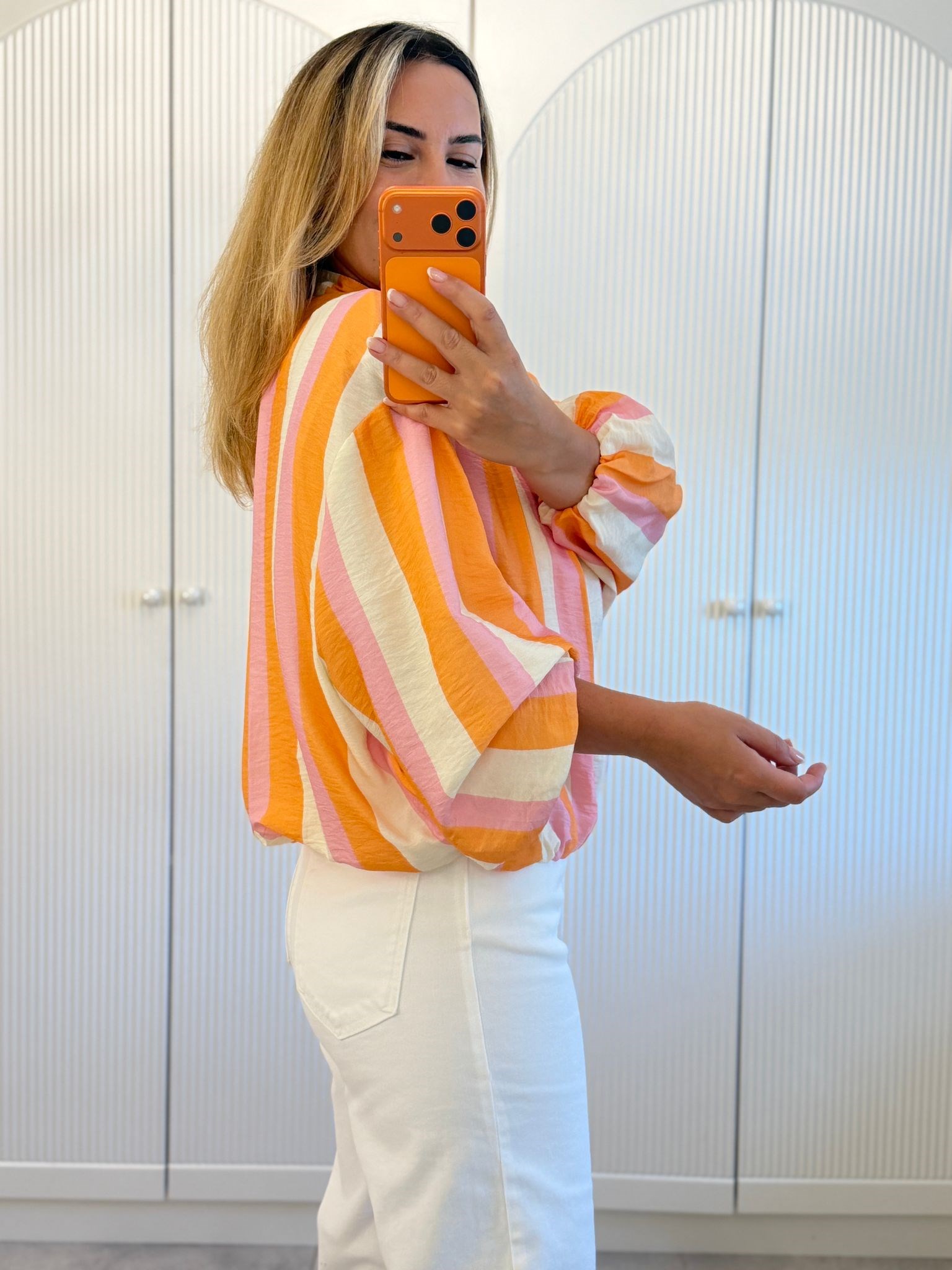 9677 Orange Bomber Ceket