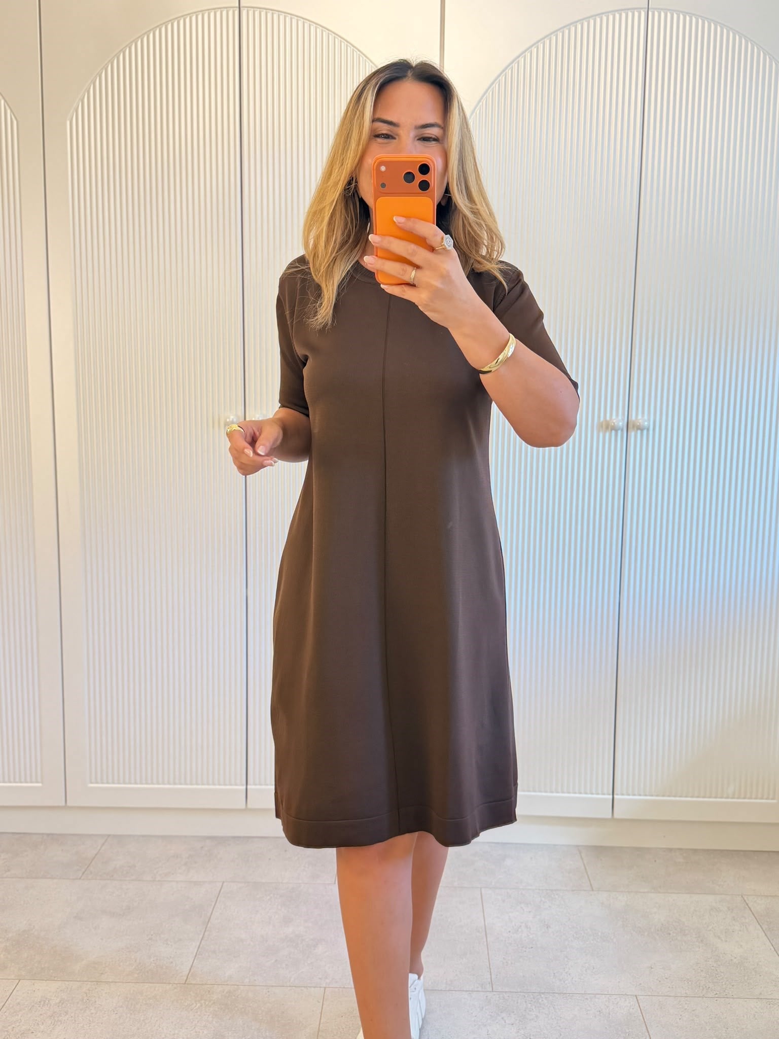 9711 Kahve Triko Elbise