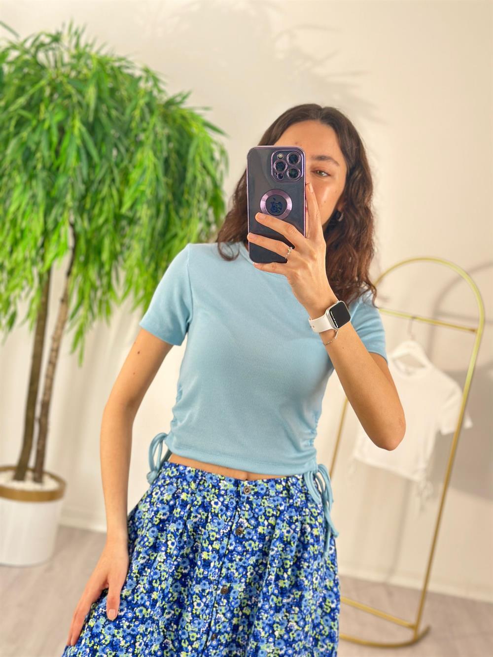 BEBE MAVİ YAN DETAY TSHİRT