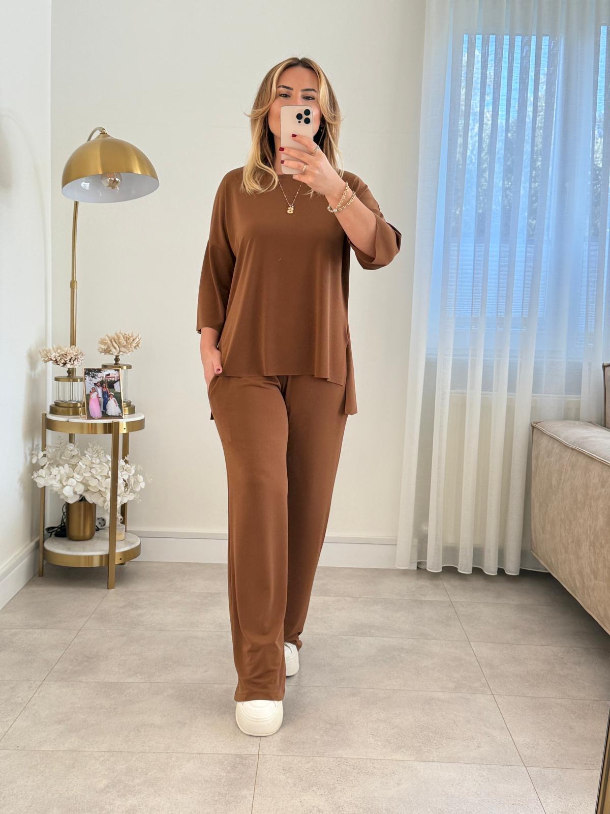 8729 Kahve Yarım Kol Takım