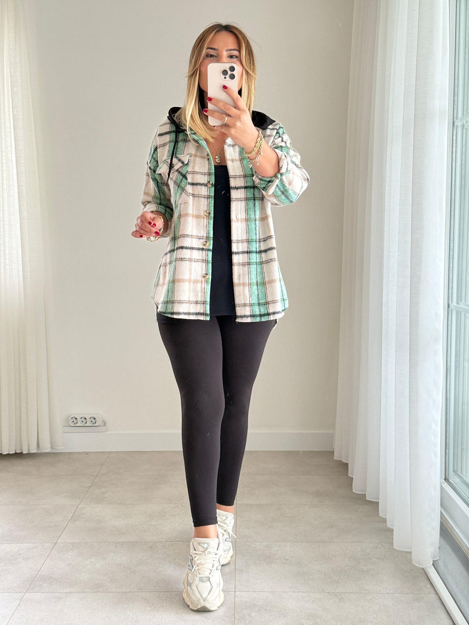 8523 Mint Kapişonlu Oduncu Gömlek