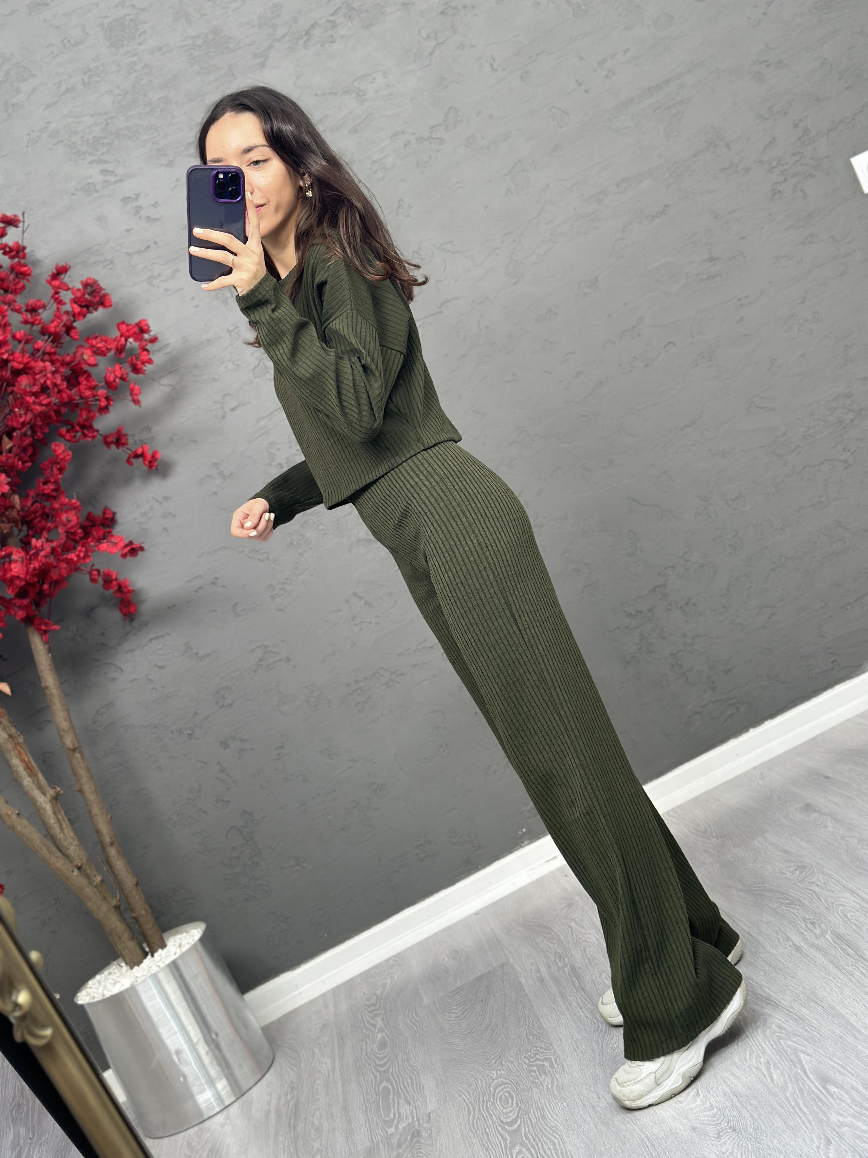 3395 Haki İkili Triko Takım