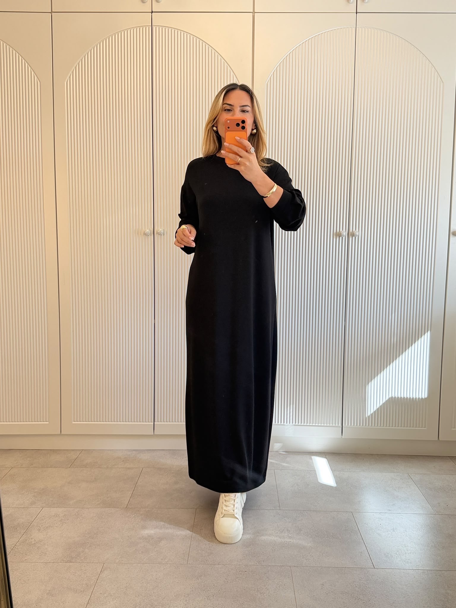 9715 Siyah Uzun Kollu Bisiklet Yaka Elbise