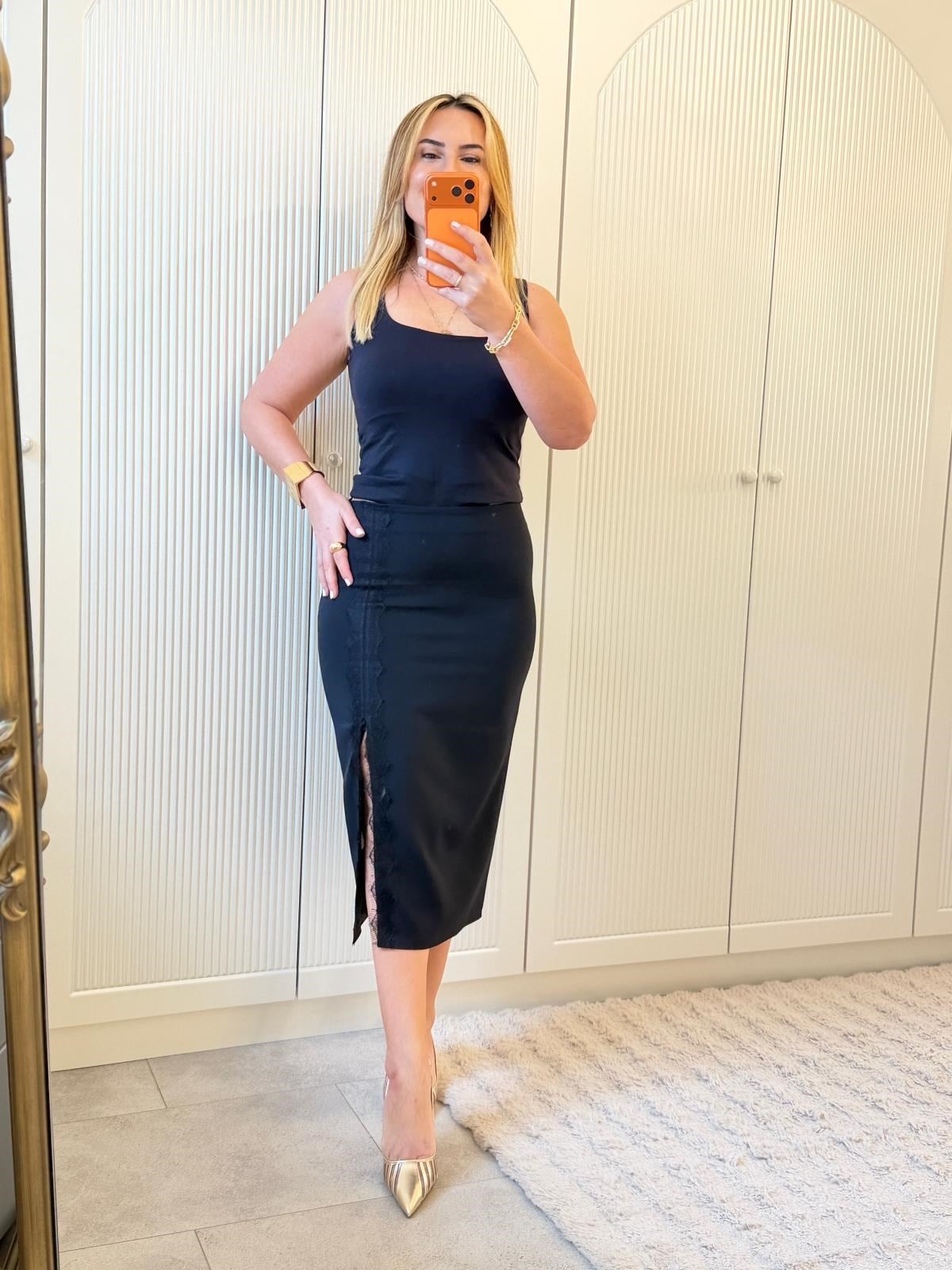 9141 Dantel Detaylı Kalem Etek