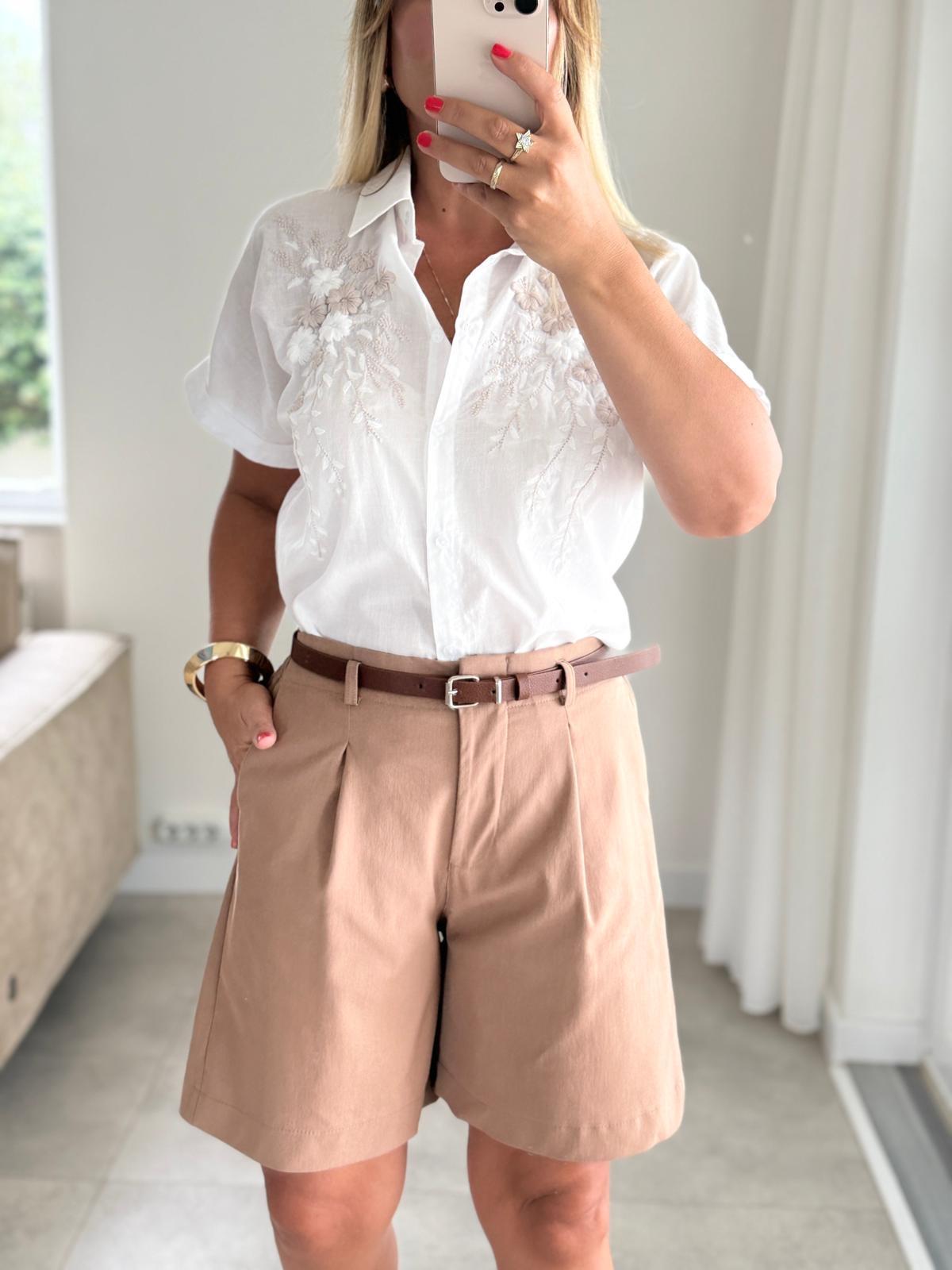 8354 Açık Kahve Bel Lastikli Şort 