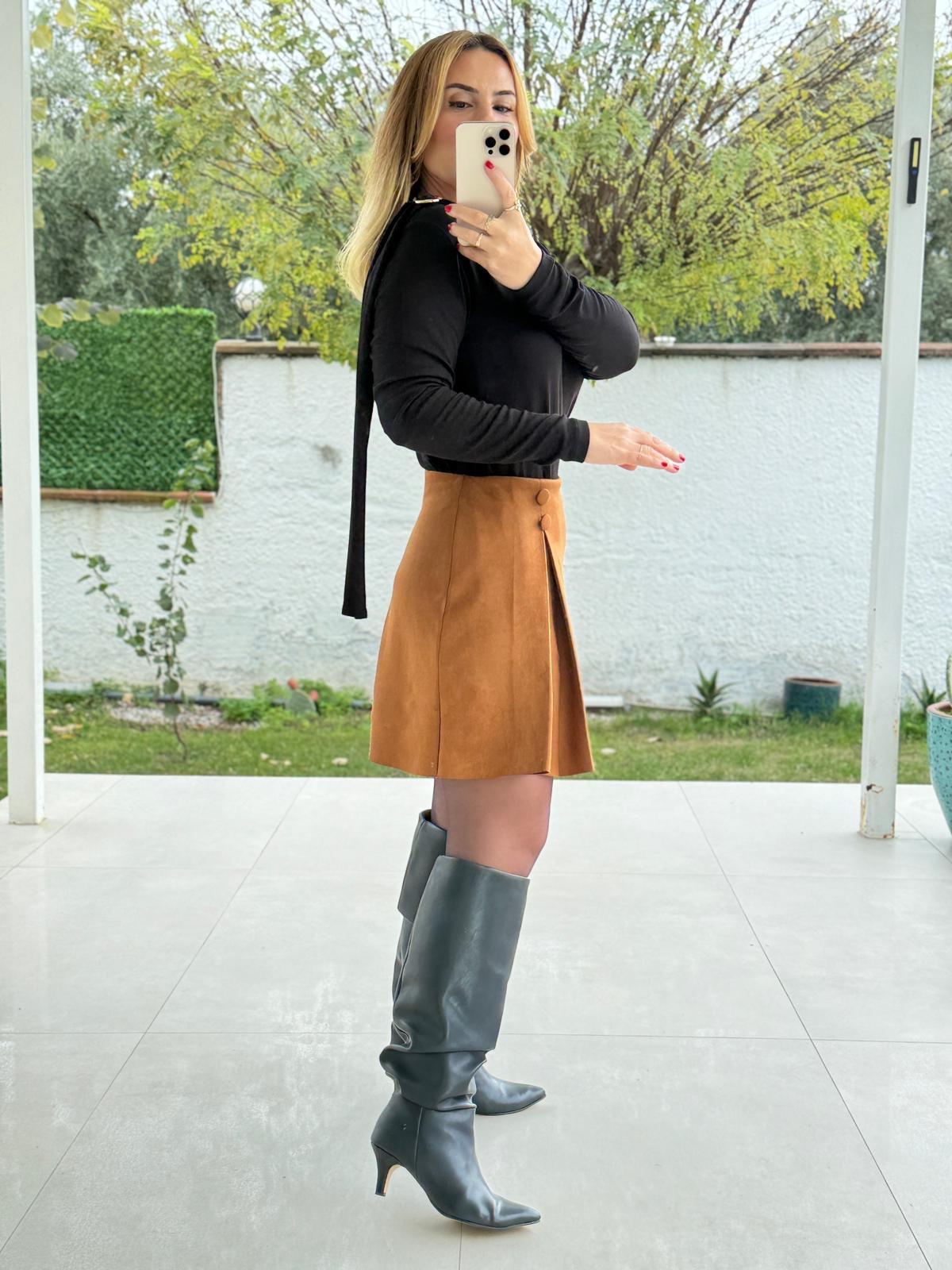 8700 Kahve Süet Etek
