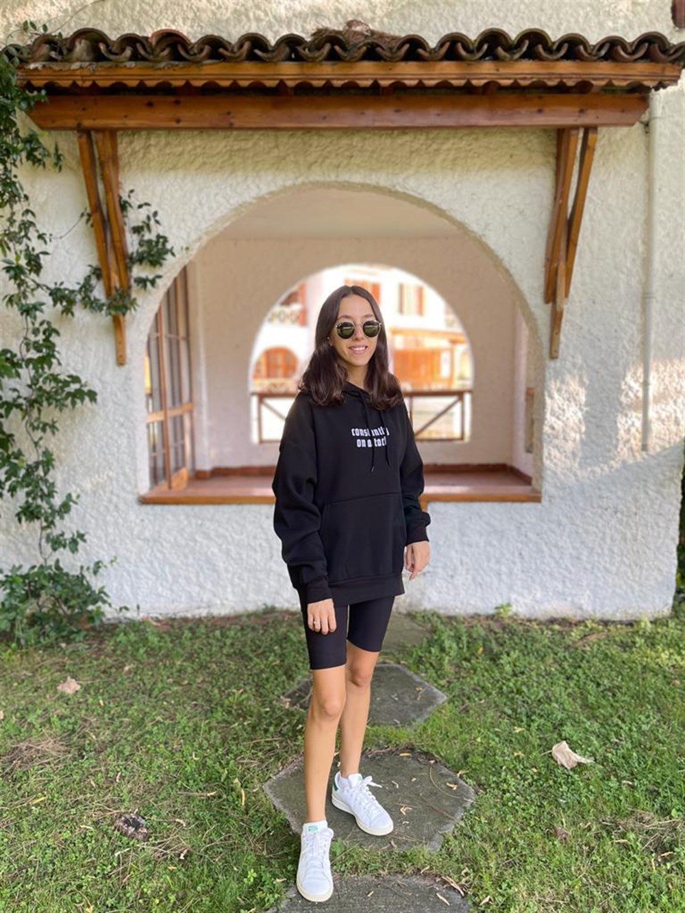 3171 Siyah Beyaz Baskı Sweat