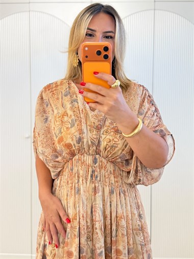 9634 Orange Bel Gipeli Şifon Elbise