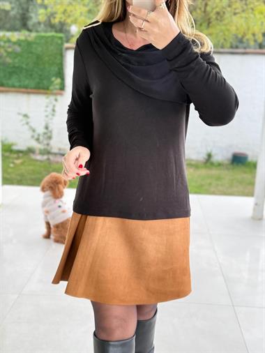 8810 Siyah Şal Detay Bluz